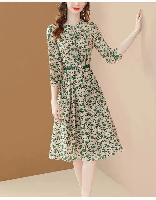 Japanese Brand Vintage Puff Sleeve Elegant Big Swing Spring Dresses Size ONE SIZE - 4 Thumbnail