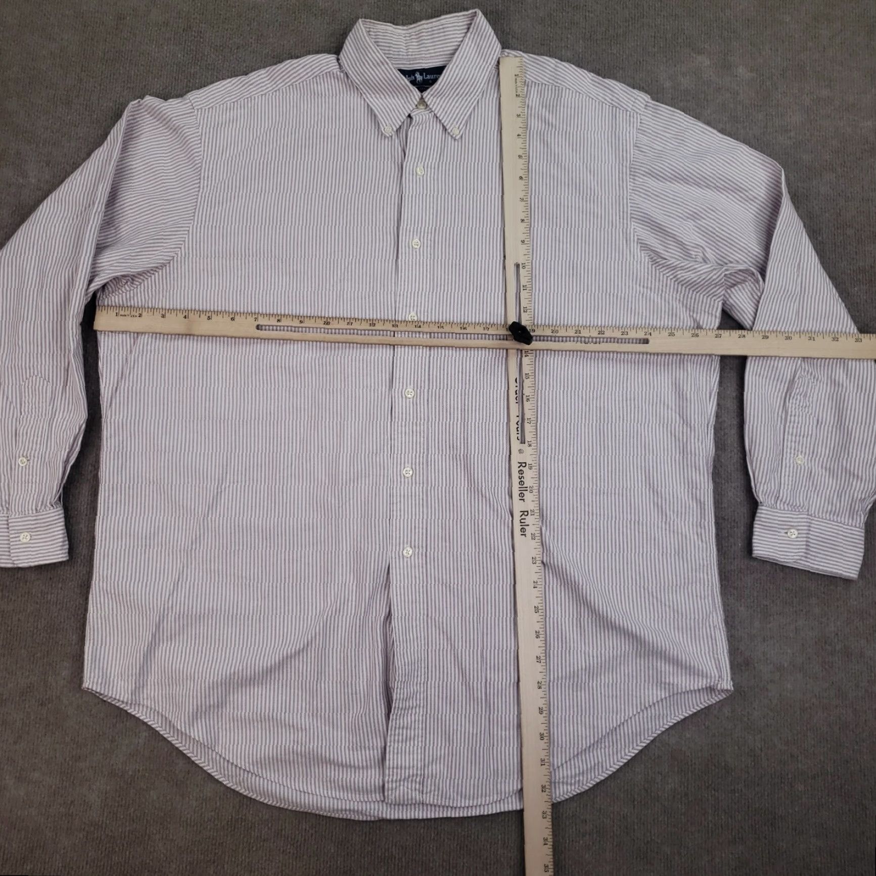 Ralph Lauren Ralph Lauren Button Down Shirt Mens 17-35 White Red Striped Heavyweight Cotton Shirt Size US XL / EU 56 / 4 - 2 Thumbnail