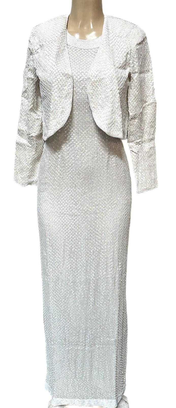 Other Sequin Dress White with Matching Coat size 10 Size L / US 10 / IT 46 - 1 Thumbnail