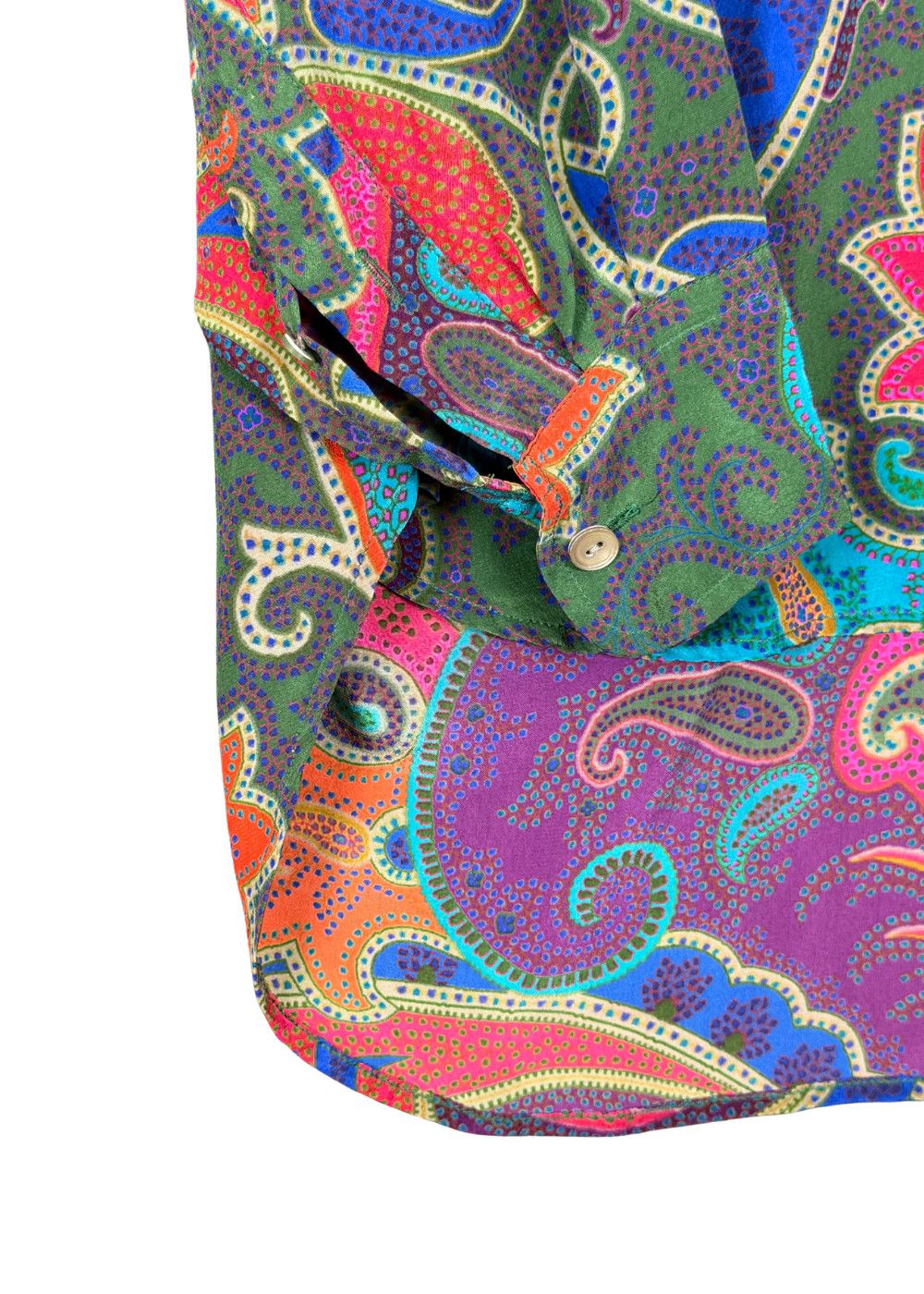 1980s Vintage RL "Purple Tag" Silk Paisley Shirt Made in HK image 8