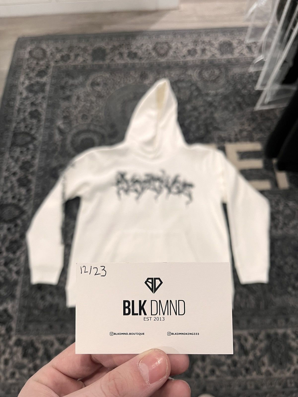 image of Revenge Smoke Lightning Hoodie Size XL in White, Men's