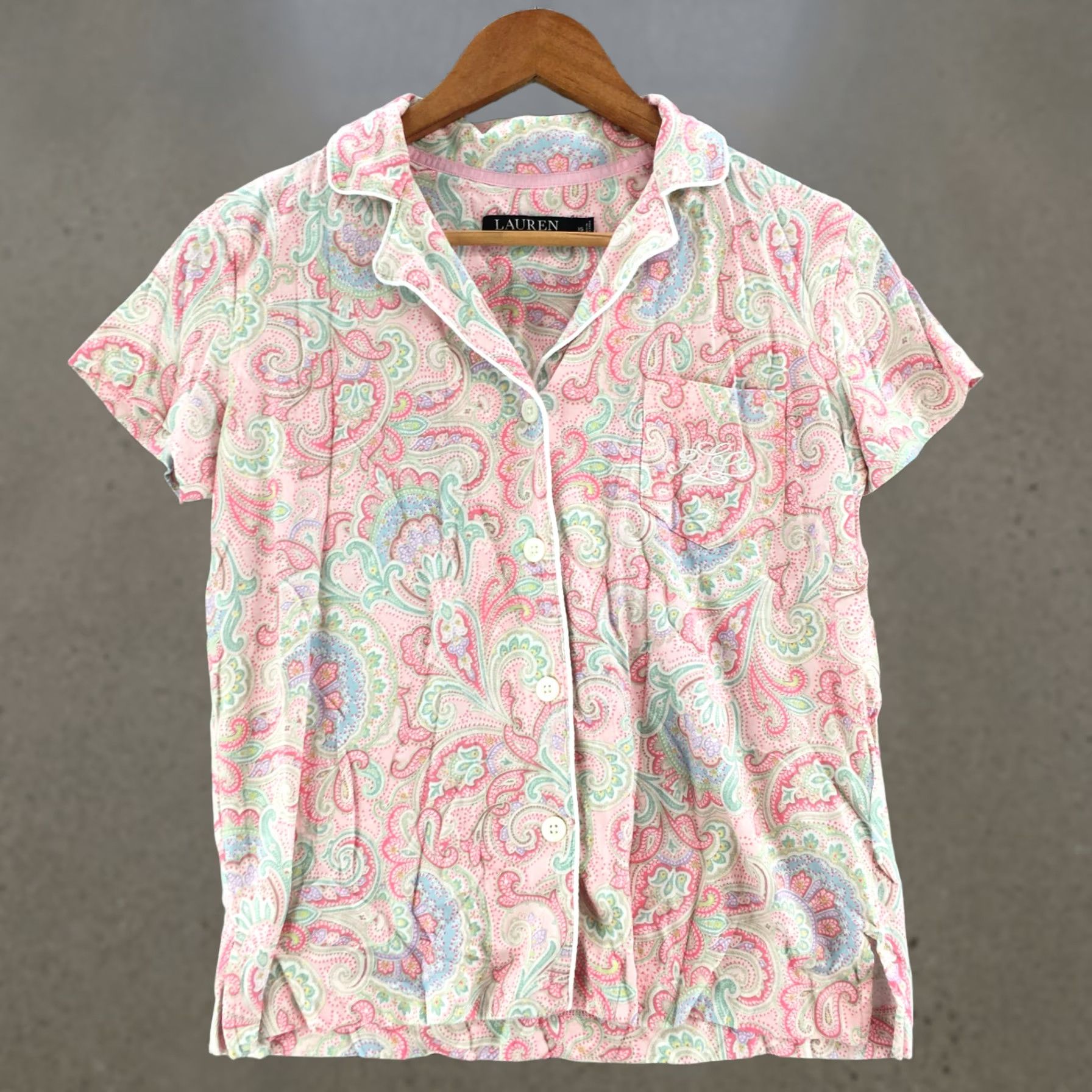 Ralph Lauren Lauren Ralph Lauren Womens XS Pink Paisley Button Up Shirt Short Sleeve Size XS / US 0-2 / IT 36-38 - 1 Thumbnail