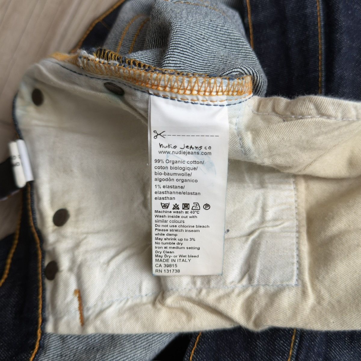 Nudie Jeans Tape Ted Organic 16 Dips Dry Indigo Stretch Denim Jeans Size US 34 / EU 50 - 7 Thumbnail