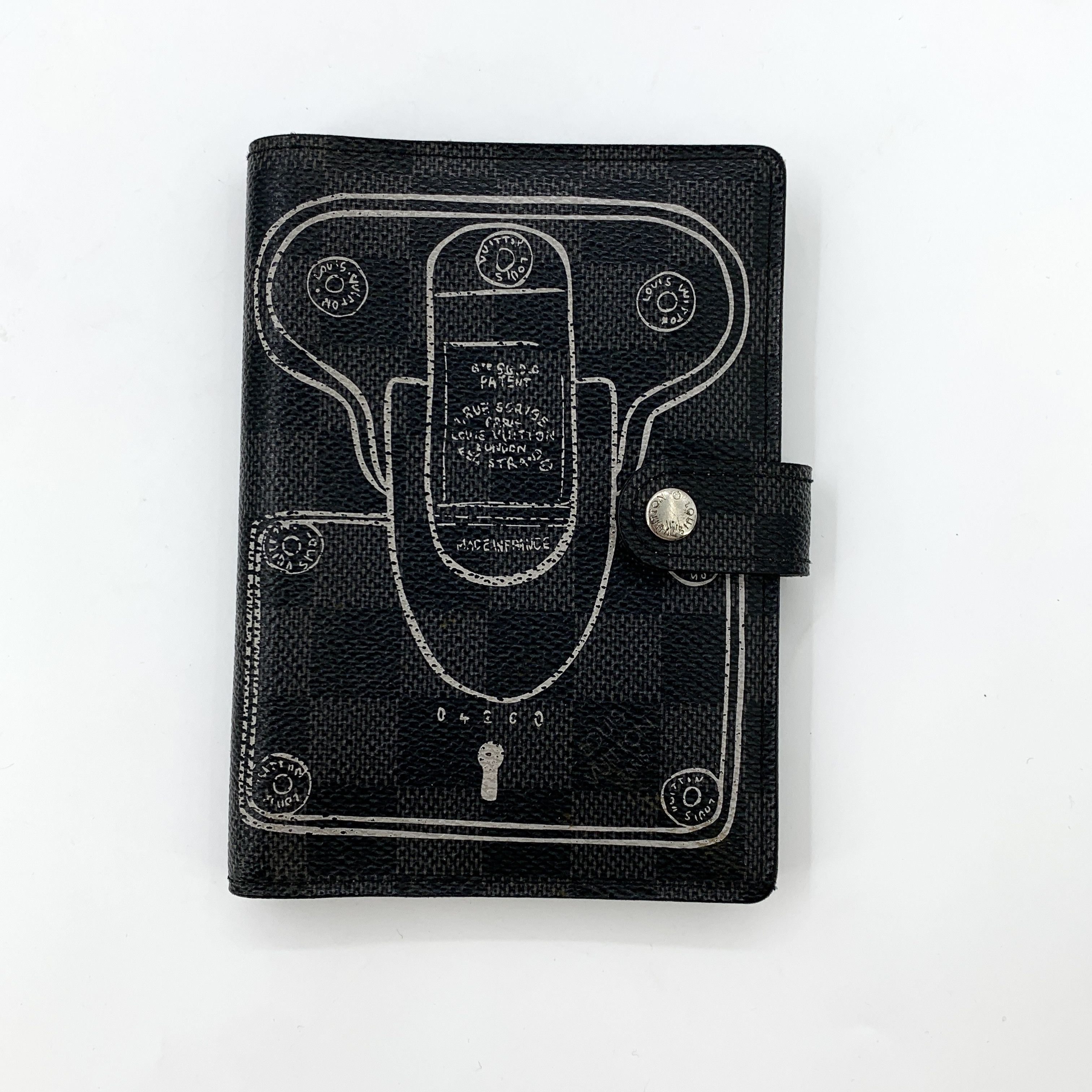 Louis Vuitton Black Damier Print Lock Diary Cover (10×15cm)