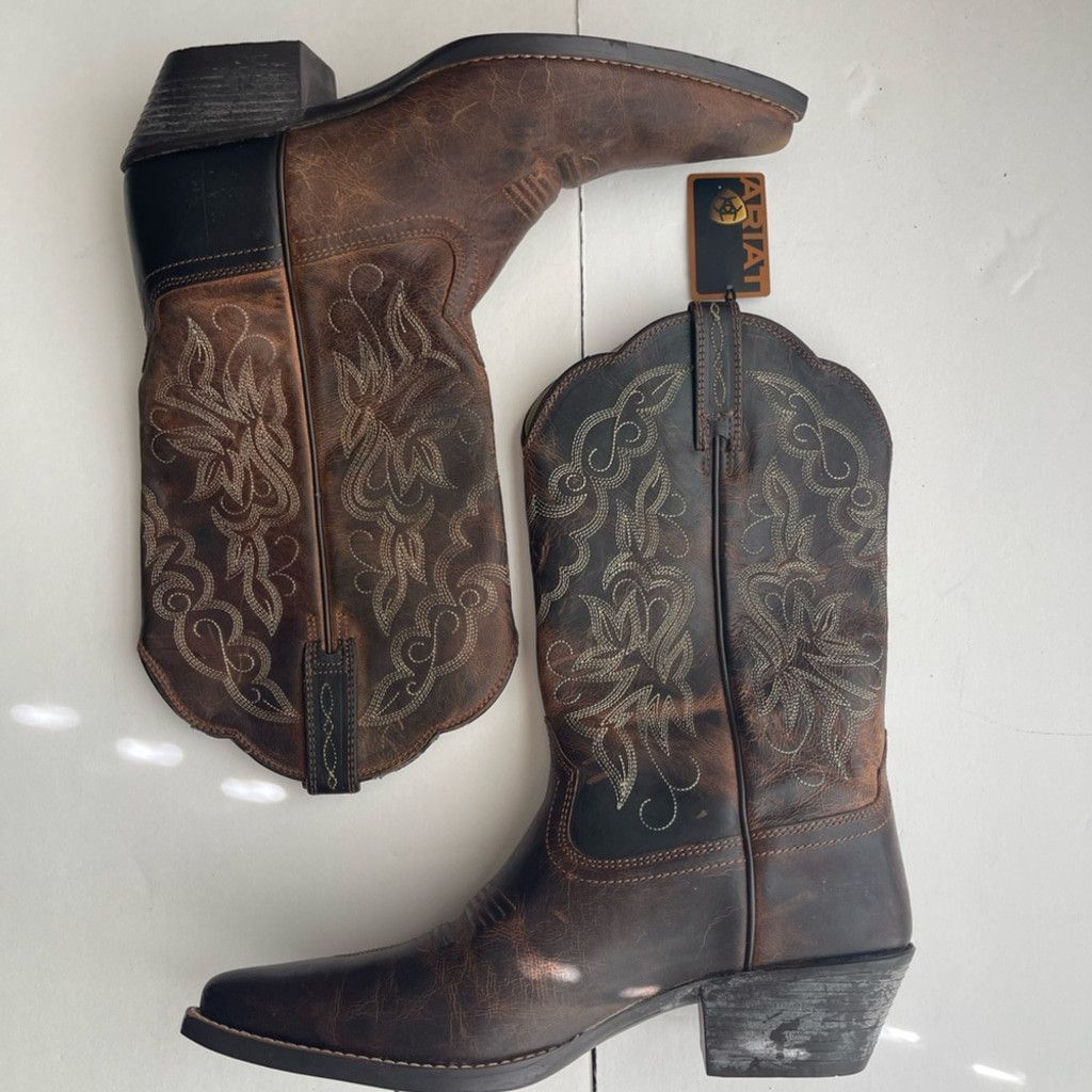 Ariat Ariat Brown Western Cowboy Boots with tag size 7.5B Size US 7.5 / IT 37.5 - 2 Thumbnail