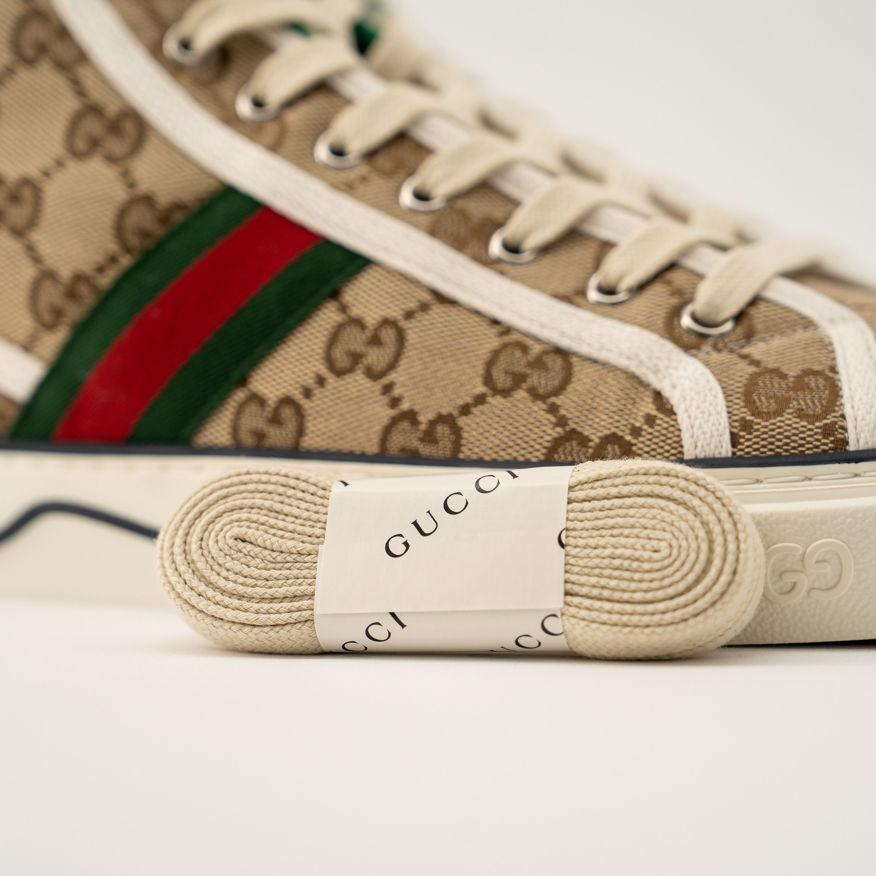 Gucci 13G 13.5 US Gucci GG Canvas Tennis 1977 Beige Hight Top Size US 14 / EU 47 - 11 Thumbnail
