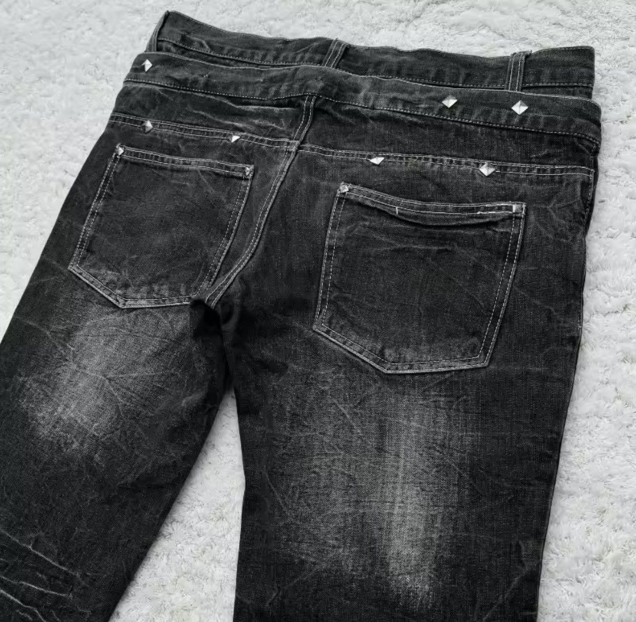 Denime Y2K Washed Jeans Micro Flared Double Waisted Lace Up Pants Size US 37 - 5 Thumbnail