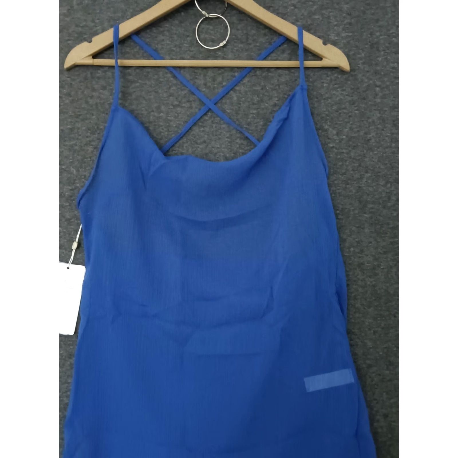 Swims Toluca Swim Blue Mini Cowl Neck Sheer Dress Dress Sleeveless Knee Length M Women Beach Solid Pattern Casual Size M / US 6-8 / IT 42-44 - 7 Thumbnail