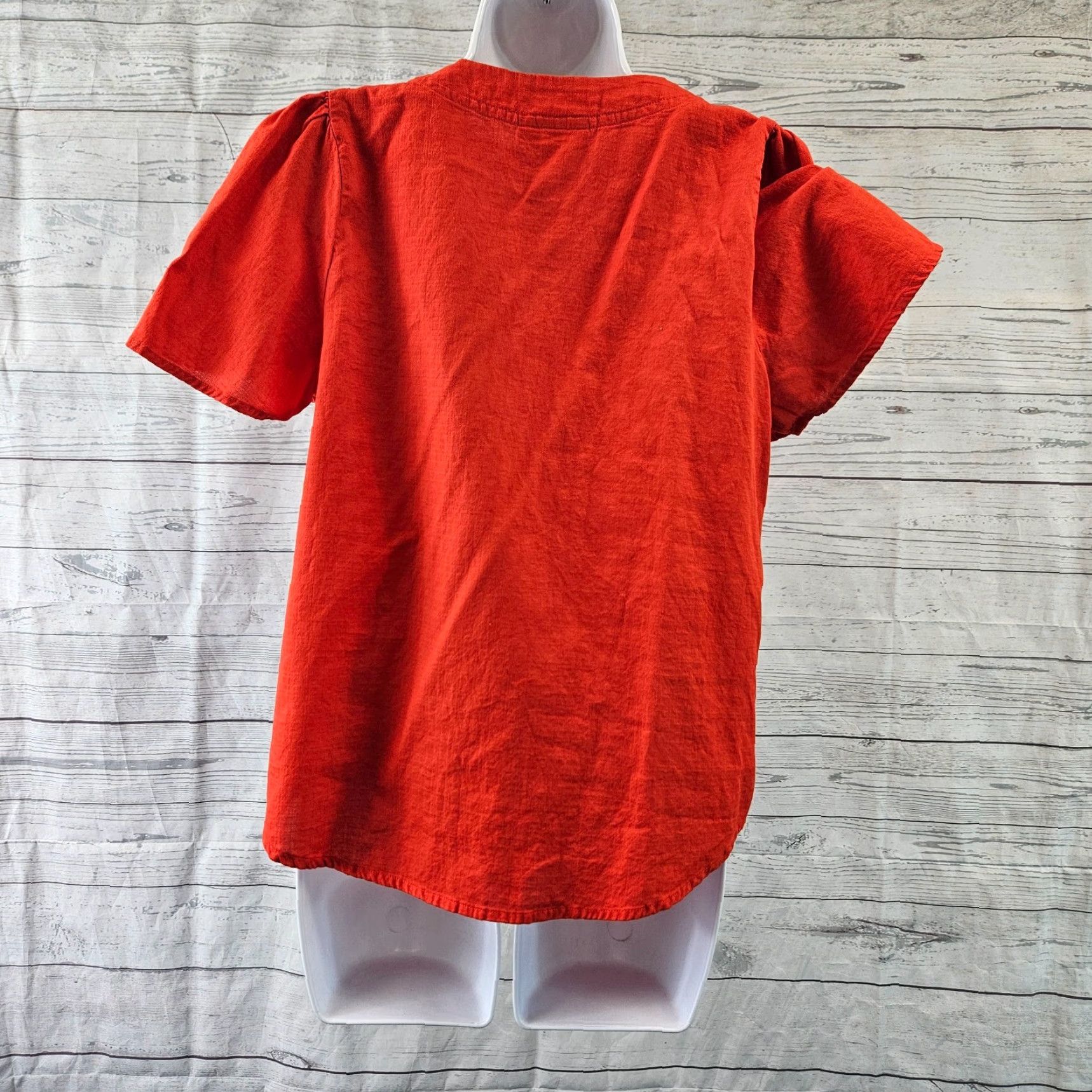 Vintage VINTAGE Knox Rose Womens Top Shirt Womens Small Solid Red Short Sleeve Cotton Size S / US 4 / IT 40 - 4 Thumbnail