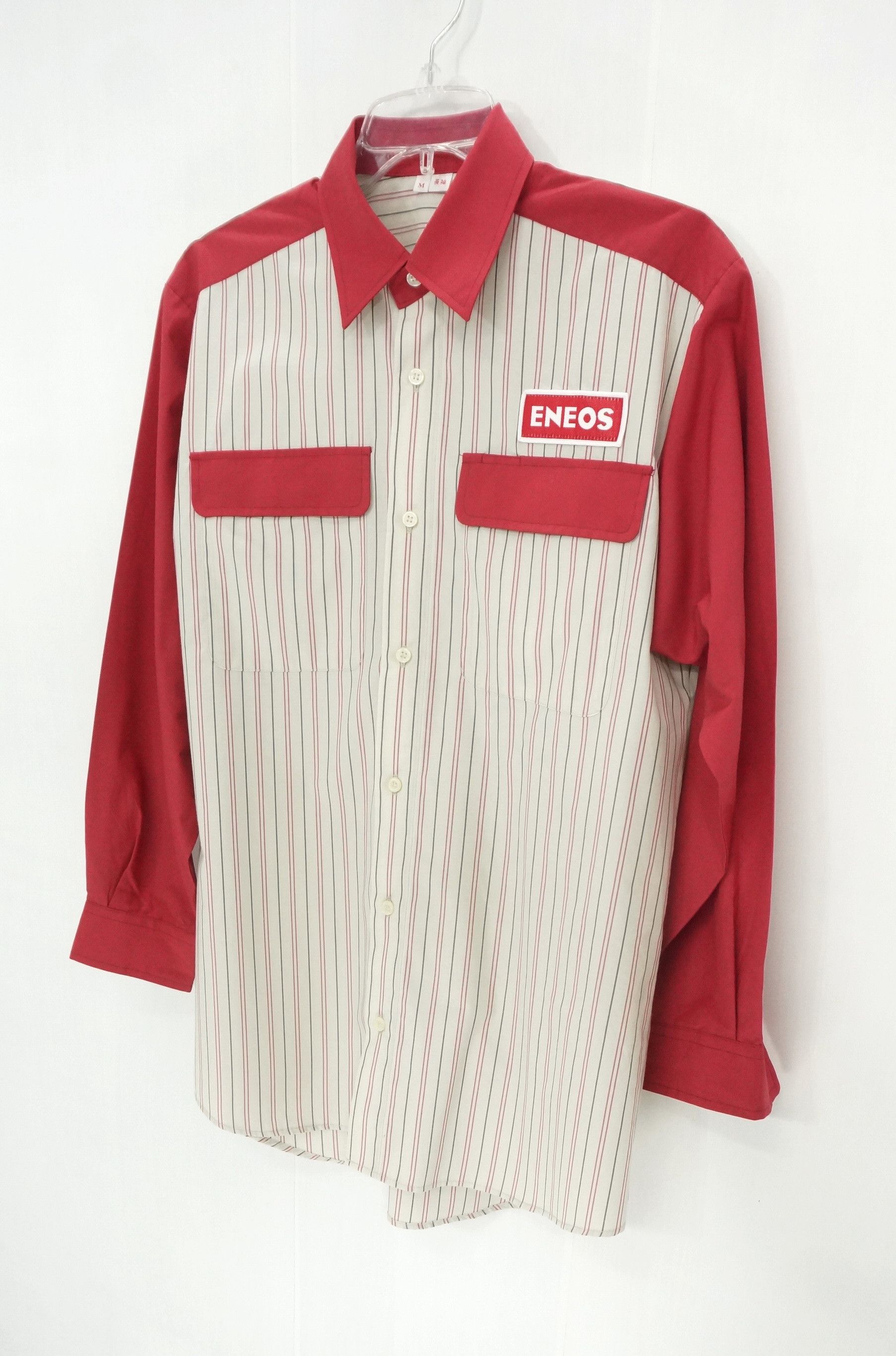 Japanese Brand 🔥 Vtg ENEOS Button Up Long Sleeve Red Stripes Design Shirt Size US M / EU 48-50 / 2 - 3 Thumbnail