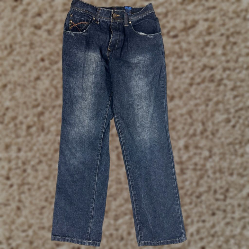 Denime Raiders Jeans Co Pants Womens Mid Blue Denim Jeans 30 Inseam 30 Dark Wash Cotton 5-Pocket Rise Mid Size 40" / US 18 - 1 Thumbnail