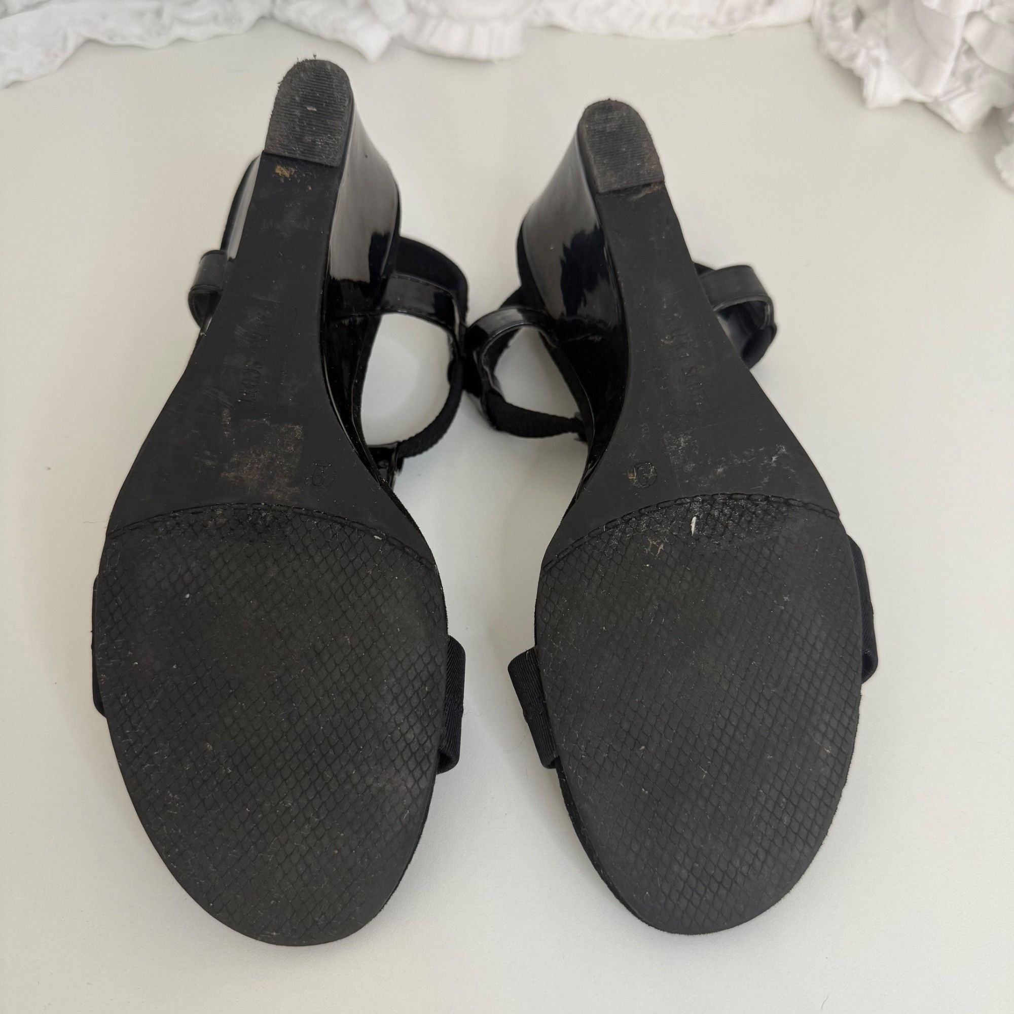 Other Laura Scott Black Wedge Sandals With Silver Accent & Elastic Size US 9 / IT 39 - 6 Thumbnail
