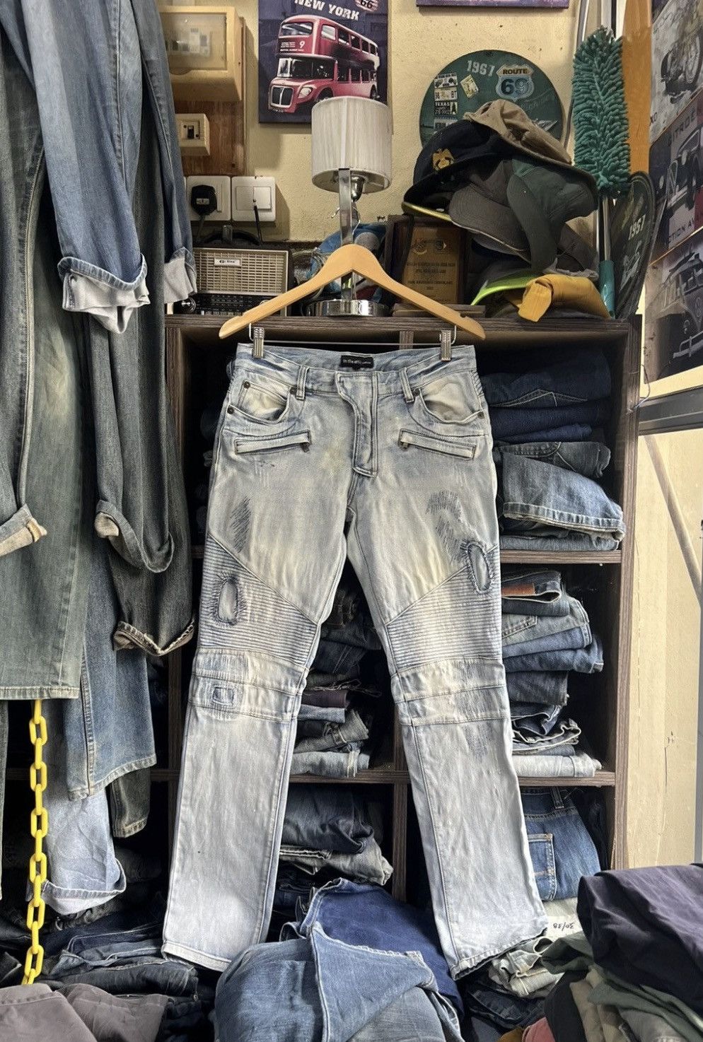 In The Attic 🔥Rare In The Attic Homme Biker Denim Size US 33 - 3 Thumbnail