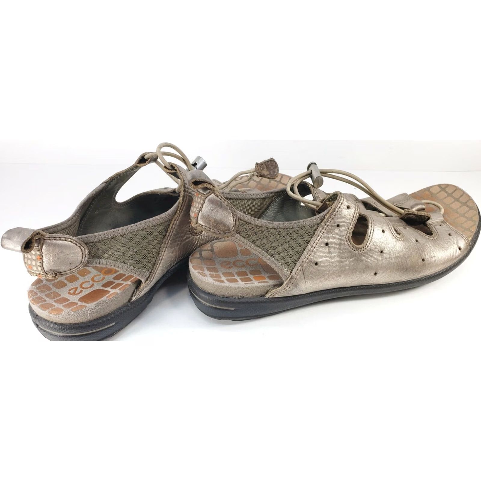 Ecco VINTAGE Ecco Jab Toggle Metallic Rose Gold Sandals Women's 8-8.5 (39) Glass? Size US 8.5 / IT 38.5 - 4 Thumbnail
