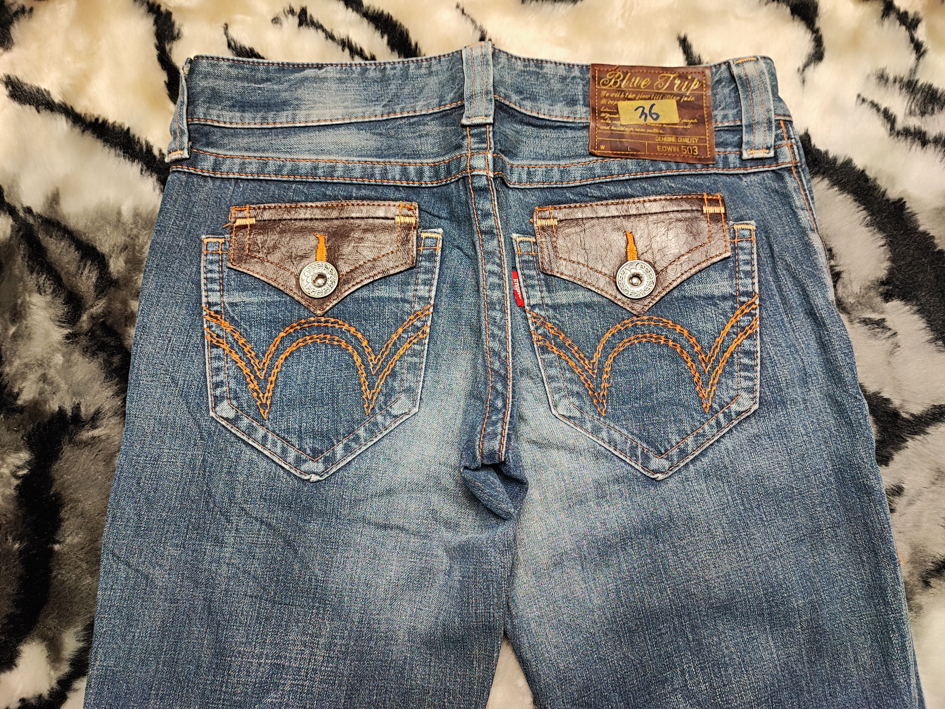 Edwin × If Six Was Nine × Japanese Brand VTG EDWIN 503 BLUE TRIP JEANS VERY RARE Size 31" - 11 Thumbnail