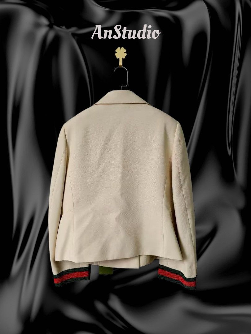 Gucci Gucci Cropped Web Stripe Double-breasted Blazer Size M / US 6-8 / IT 42-44 - 2 Thumbnail