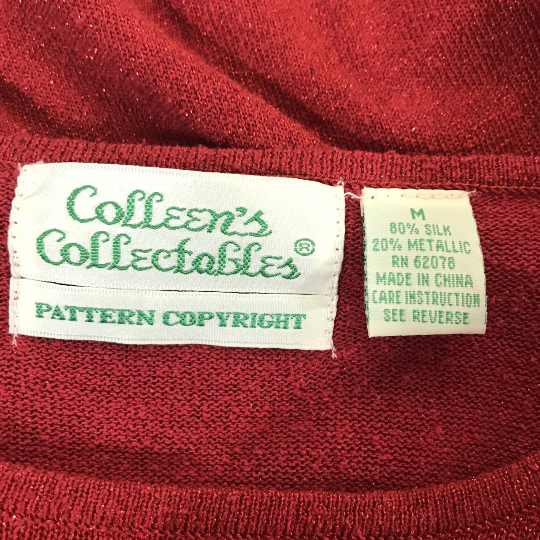 Vintage Colleen’s Collectibles Women's Cardigan Sweater Fall Winter Lightweight Silk Blend Metallic Red M Size M / US 6-8 / IT 42-44 - 3 Thumbnail
