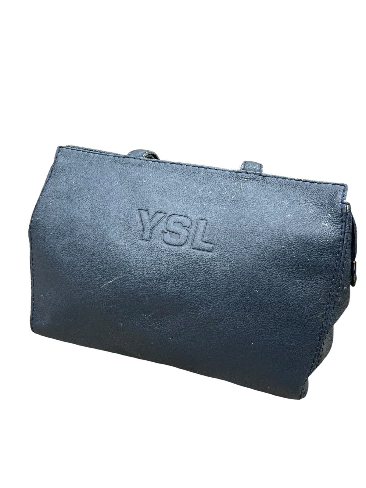 Leather VTG 80s 90s YSL Distress Patina Scratches Leather Tote Bag Size ONE SIZE - 17 Thumbnail