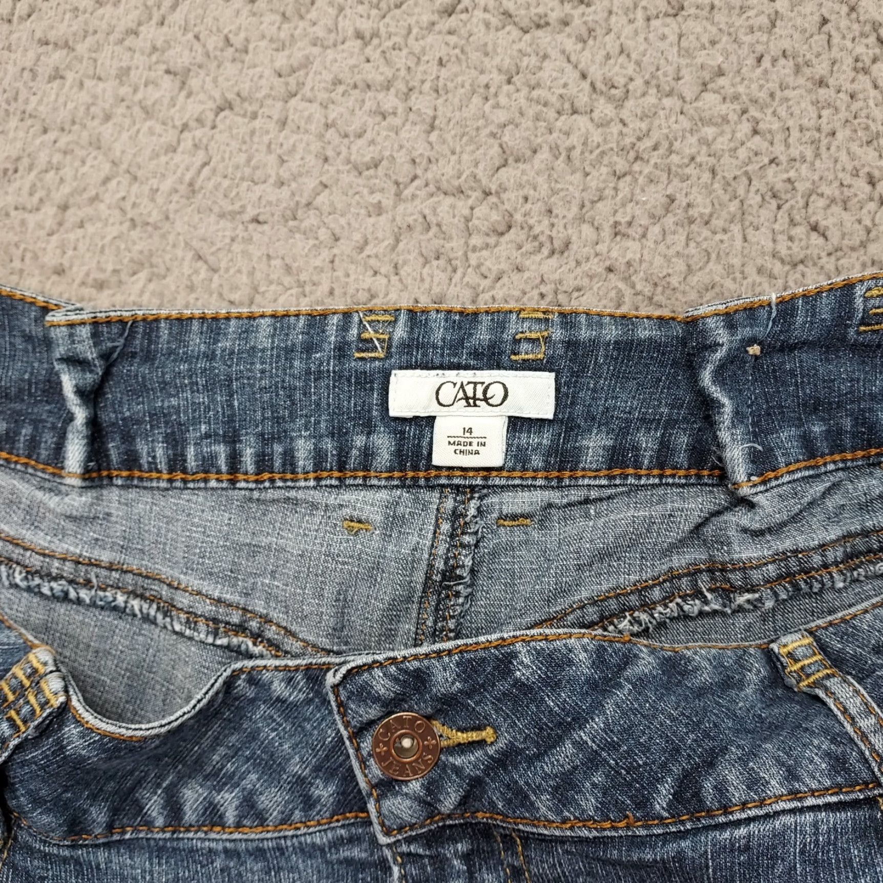 Vintage Cato Jeans Women's 14 Denim Straight High Rise Blue 5-Pocket Regular Stretch Vintage: No (FLAWED) Size 36" / US 14 / IT 50 - 4 Thumbnail