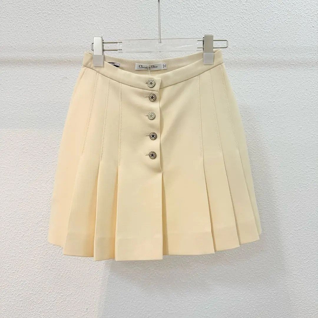 Dior Christian Dior Beige Pleated Mini Skirt Size 36 Size 26" / US 2 / IT 38 - 1 Thumbnail
