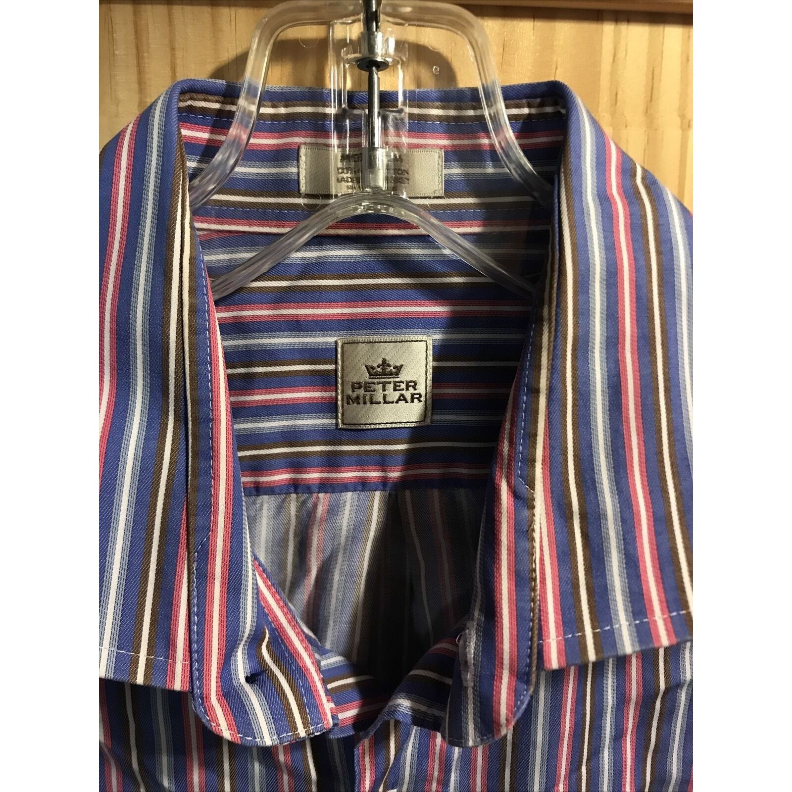 Peter Millar Peter Millar Men’s M Multicolor Striped Button Cotton Shirt Size US M / EU 48-50 / 2 - 2 Thumbnail