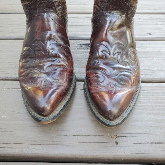 Vintage Vintage 80s Laredo Distressed Brown Leather Western Cowboy M Size US 9 / EU 42 - 3 Thumbnail