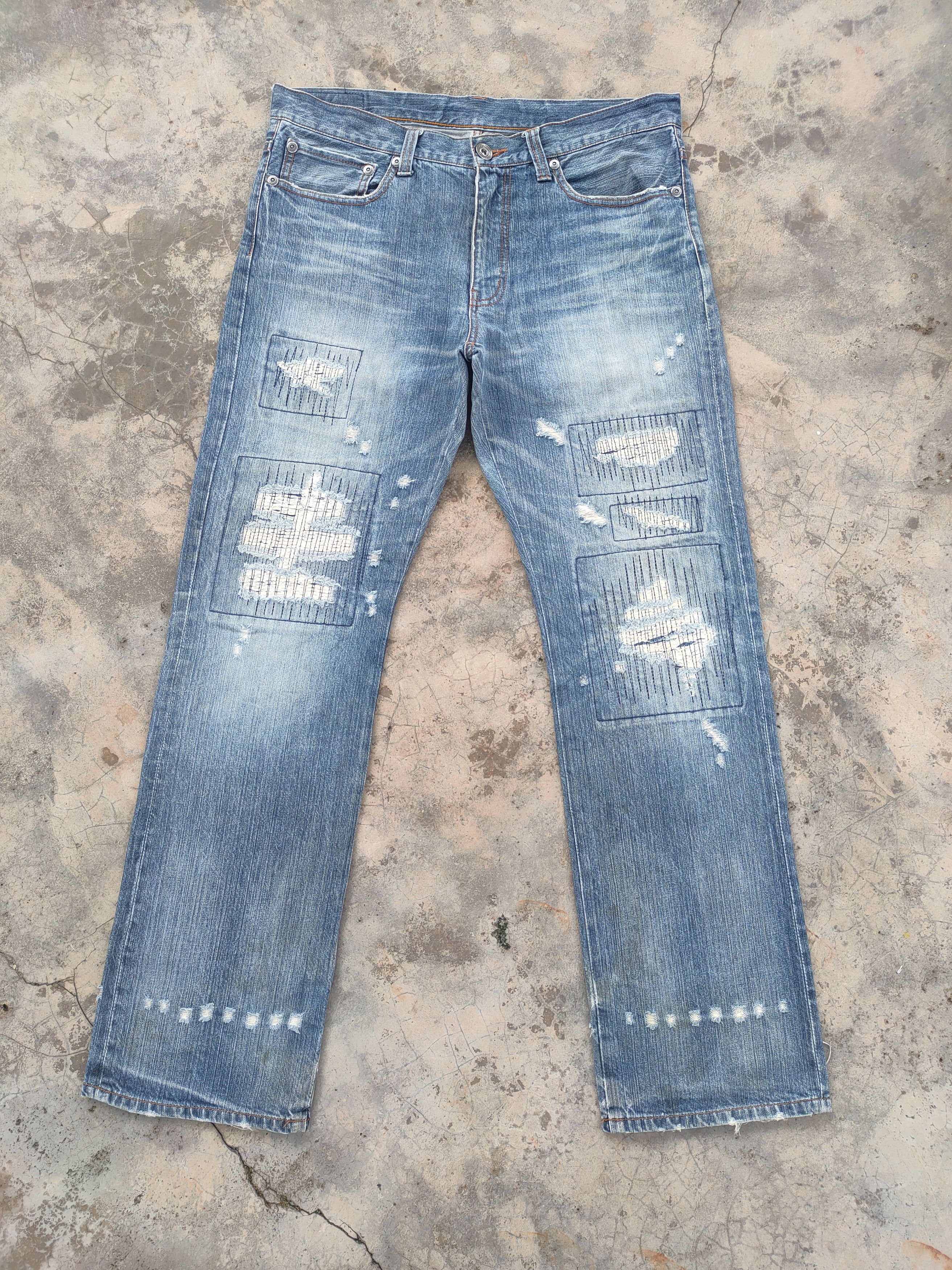 Black Label RARE! VINTAGE JAPANESE PATCHWORK JEANS DENIM PANTS Size US 36 / EU 52 - 2 Thumbnail