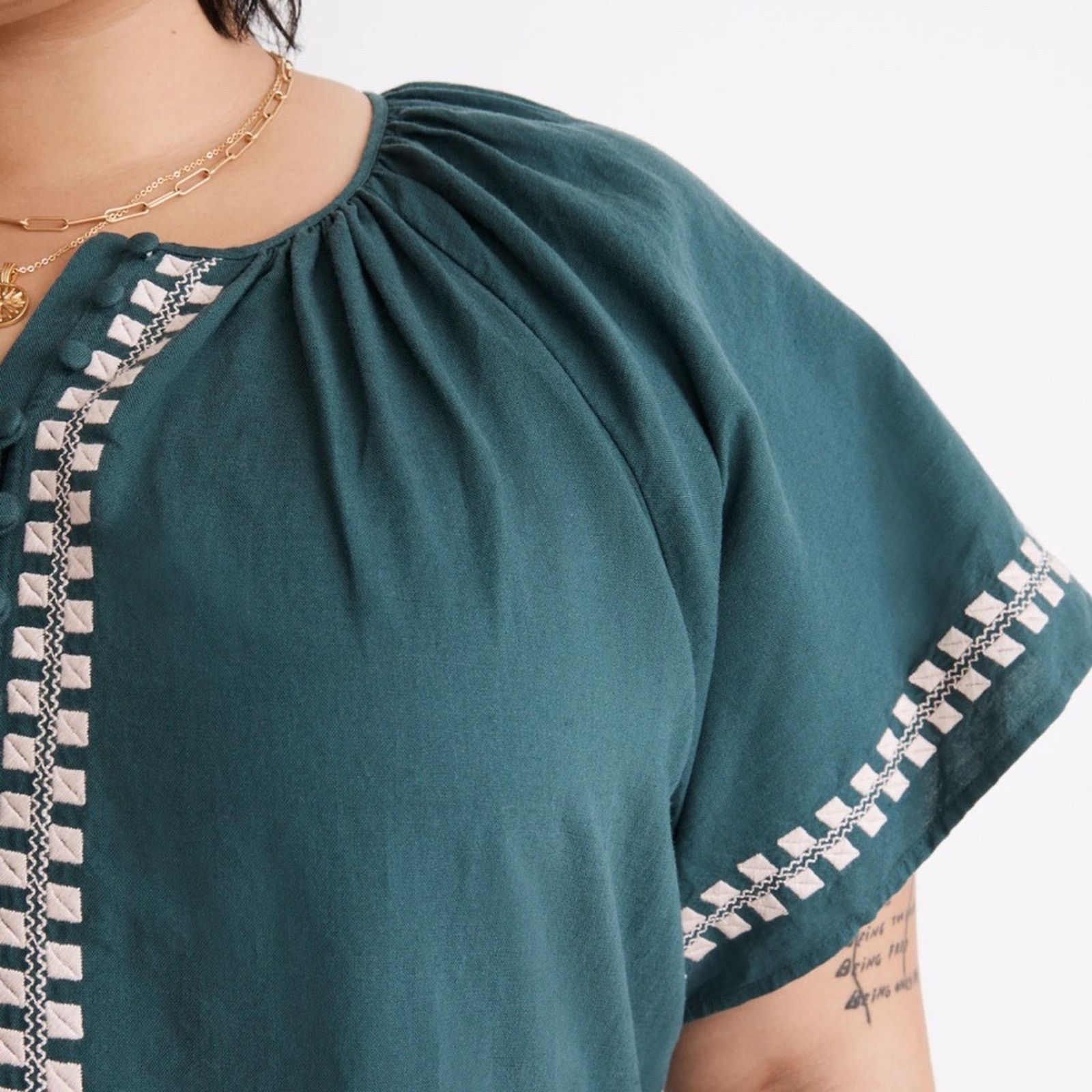 Madewell NWT Madewell NWT Linen Blend Flutter Sleeve Mini Dress Size XXS / US 00 / IT 34 - 4 Thumbnail