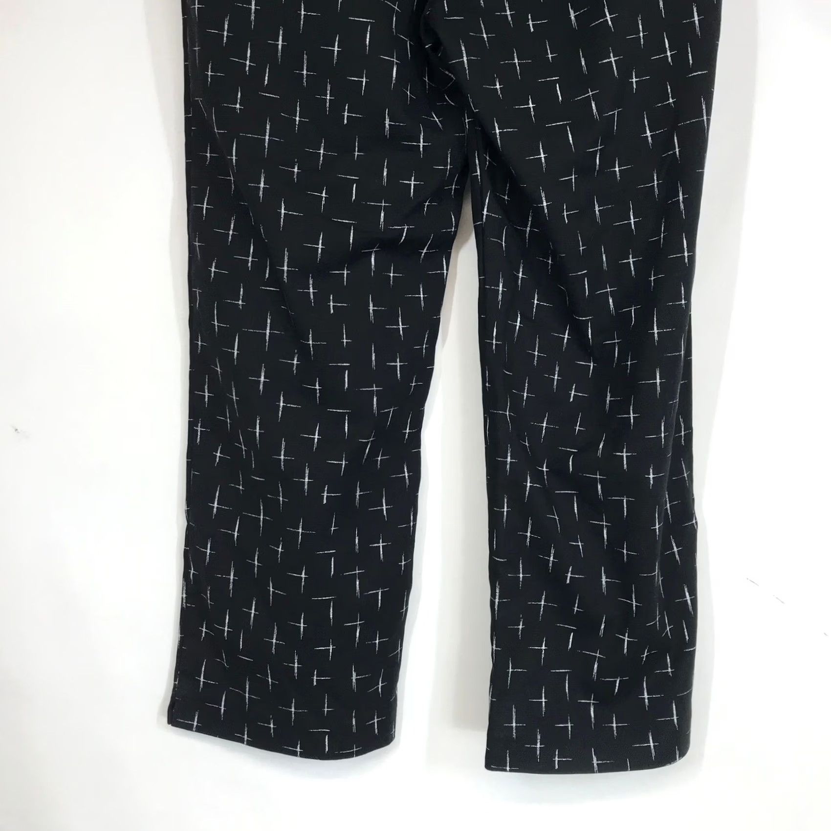Vintage J Jill Black White Geometric Print Dress Pants Trousers Size 8 Knit Stretch Straight Front Women's Pants Size 30" / US 8 / IT 44 - 6 Thumbnail