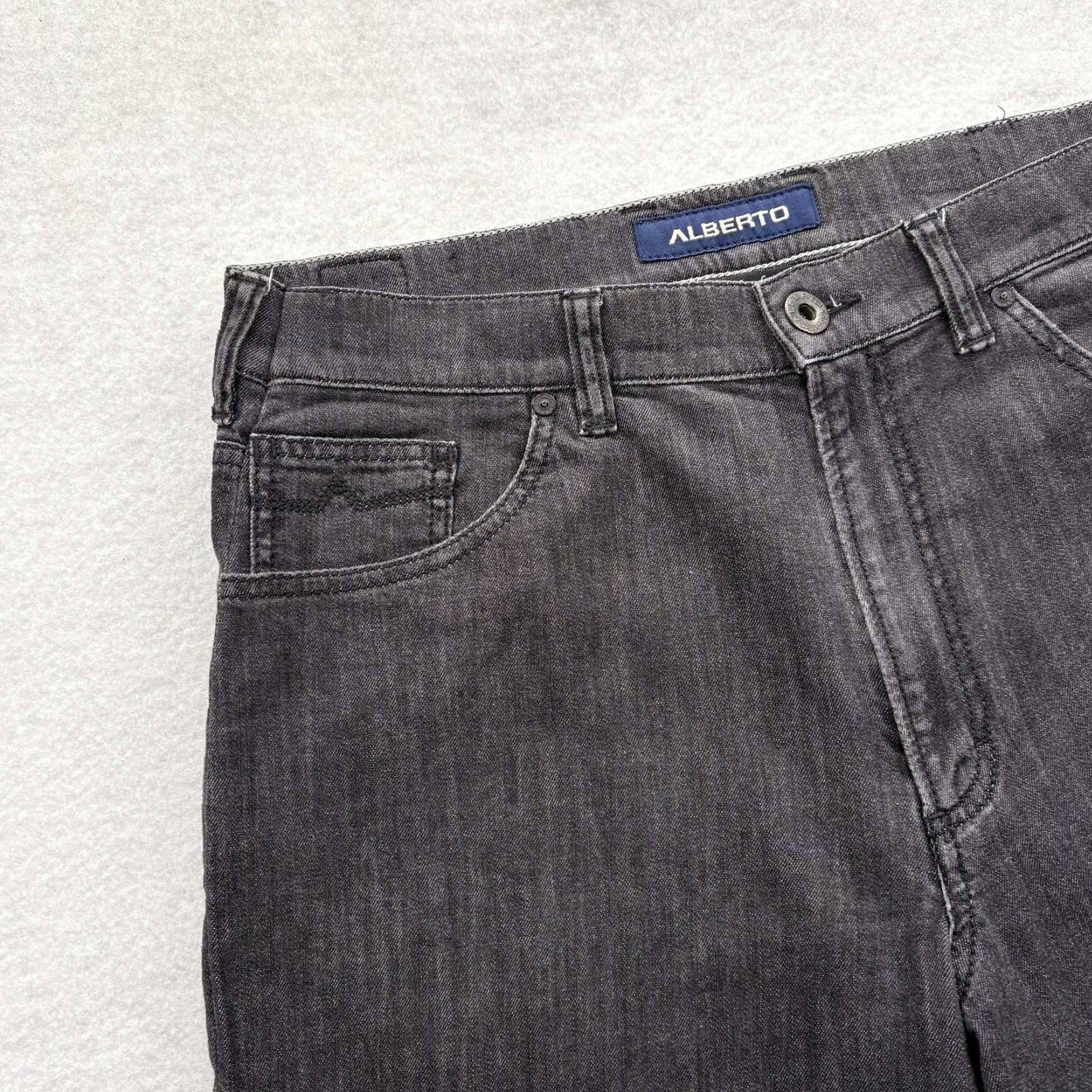 Vintage Alberto Tommy Comfort Straight Jeans Mens 32x34 Gray Charcoal Wash Denim Slip Zip 5-Pocket Modern Stretch Size US 32 / EU 48 - 3 Thumbnail