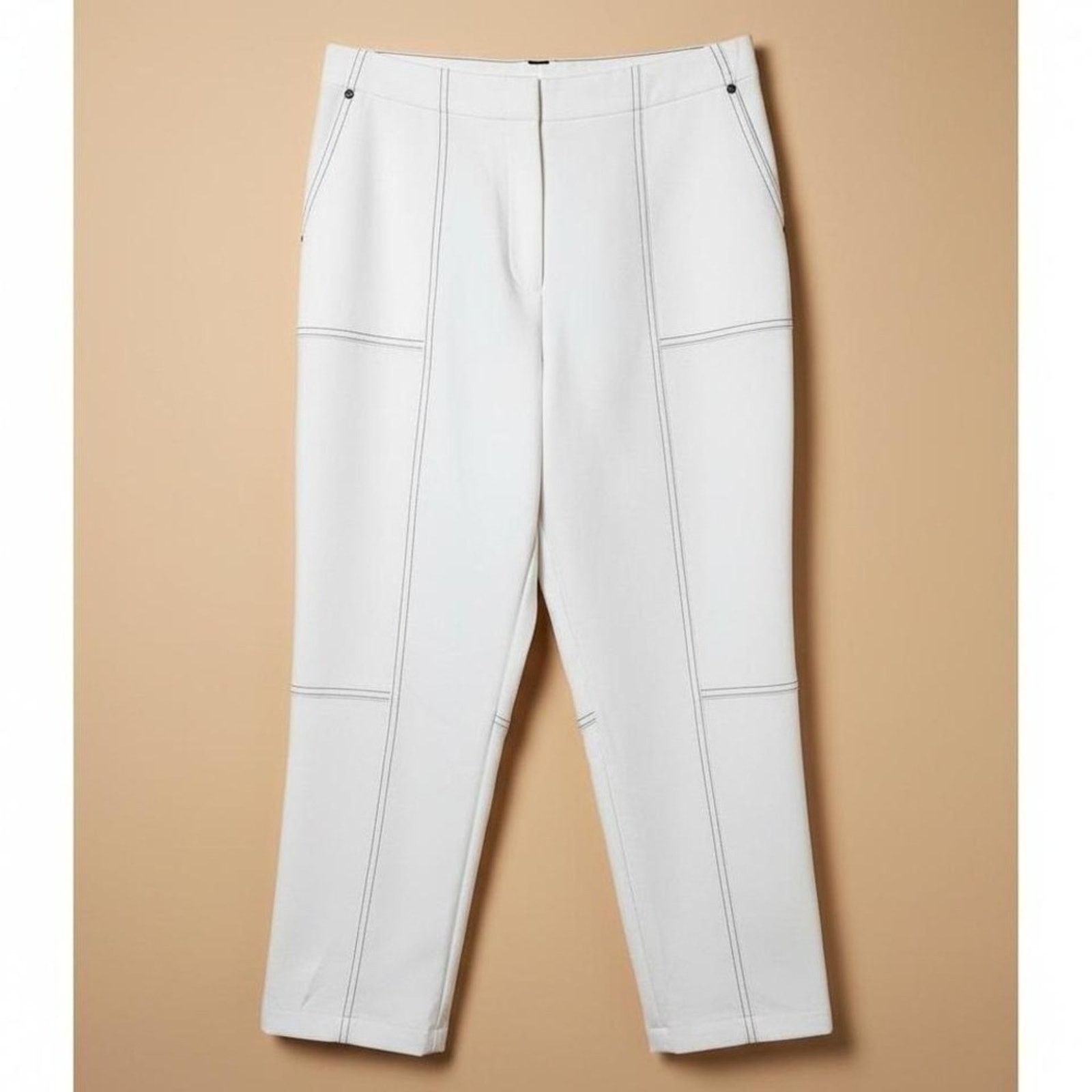 Karl Lagerfeld KARL LAGERFELD Paris White Black Stitching Cropped Pants 12 Size 34" / US 12 / IT 48 - 1 Thumbnail