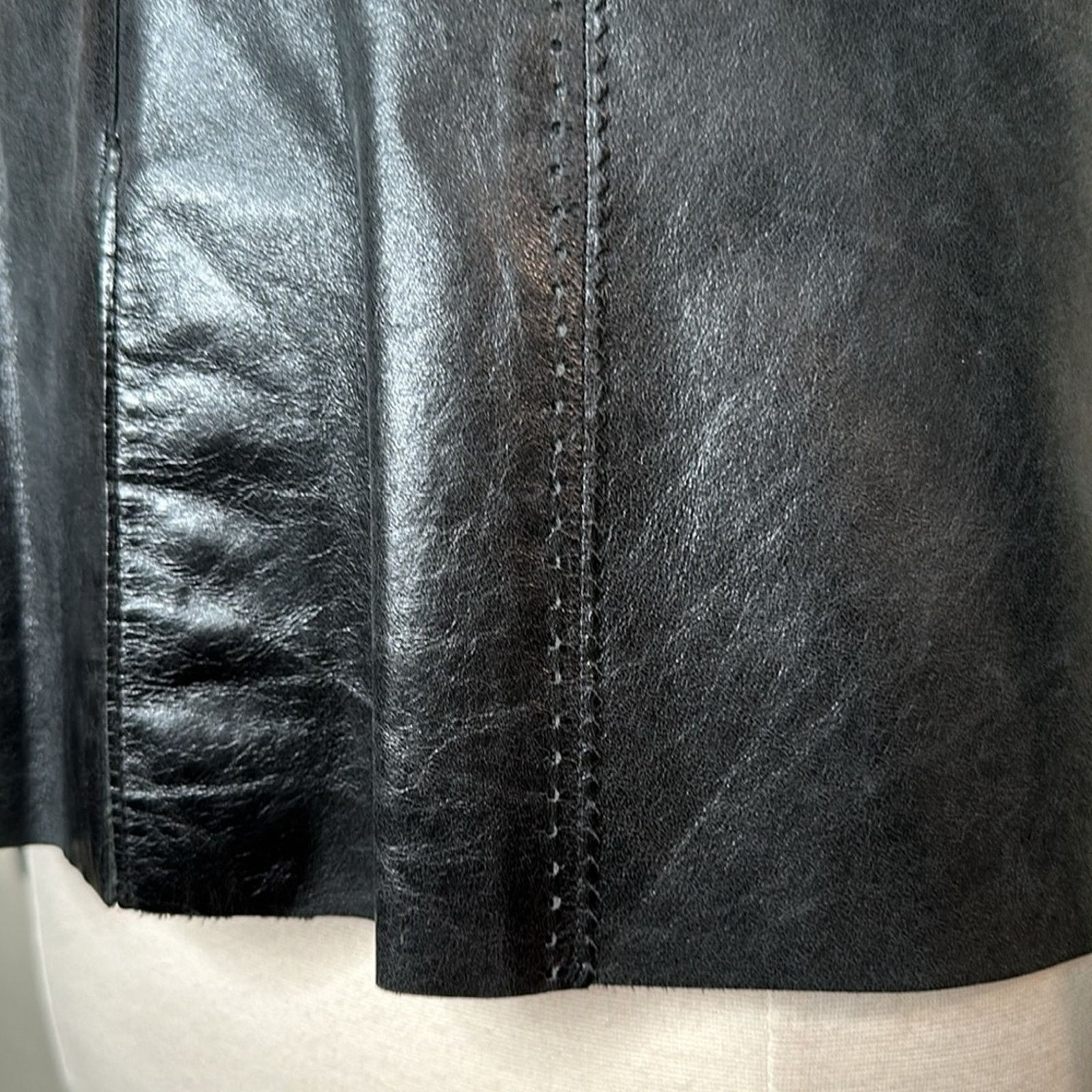 Guess × Leather × Vintage VTG Y2K Guess Leather Blazer Jacker Black MED Scalloped Seam Size M / US 6-8 / IT 42-44 - 6 Thumbnail