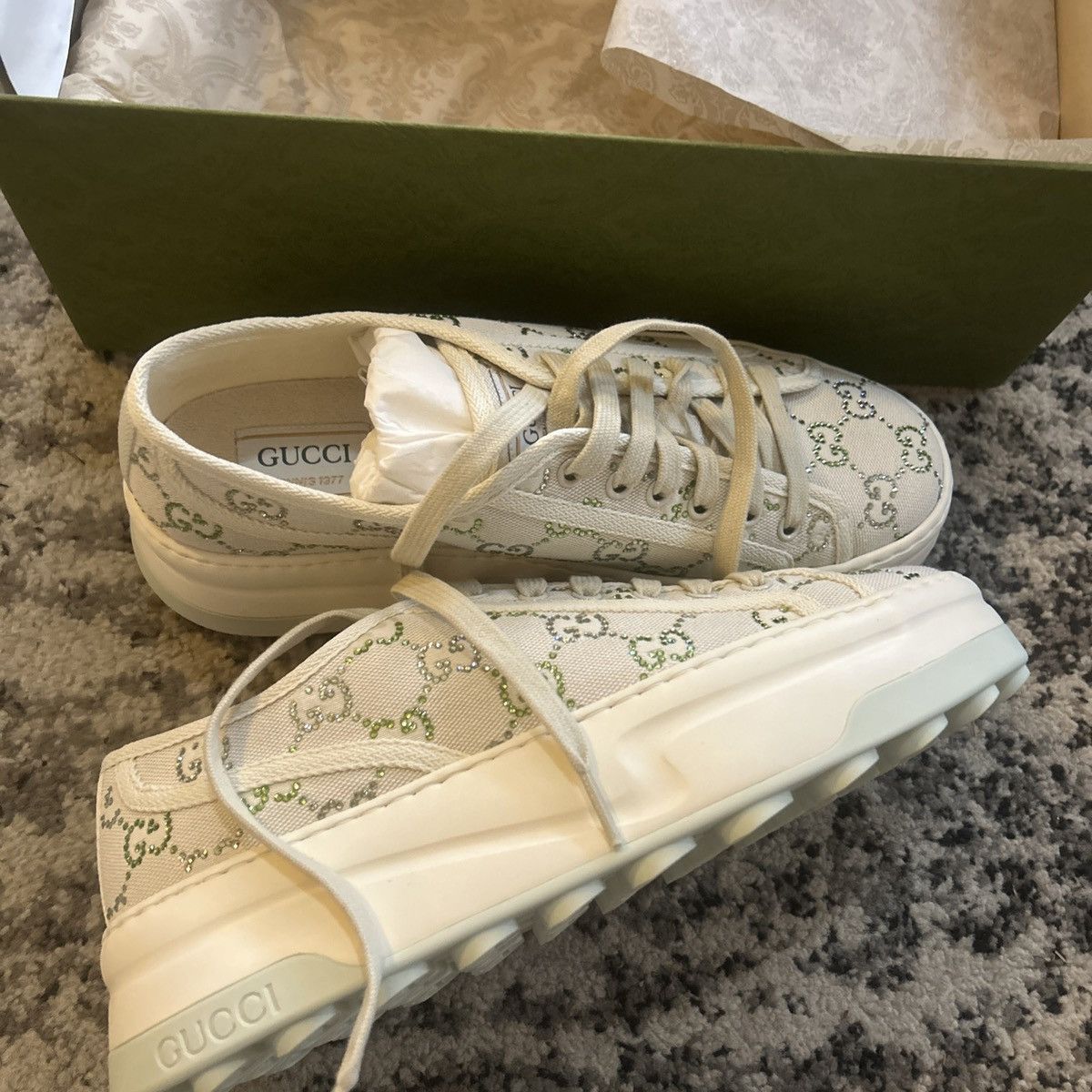 Gucci Gucci Canvas Lame Crystal GG Monogram Womens 1977 Sneakers Size US 10 / IT 40 - 5 Thumbnail