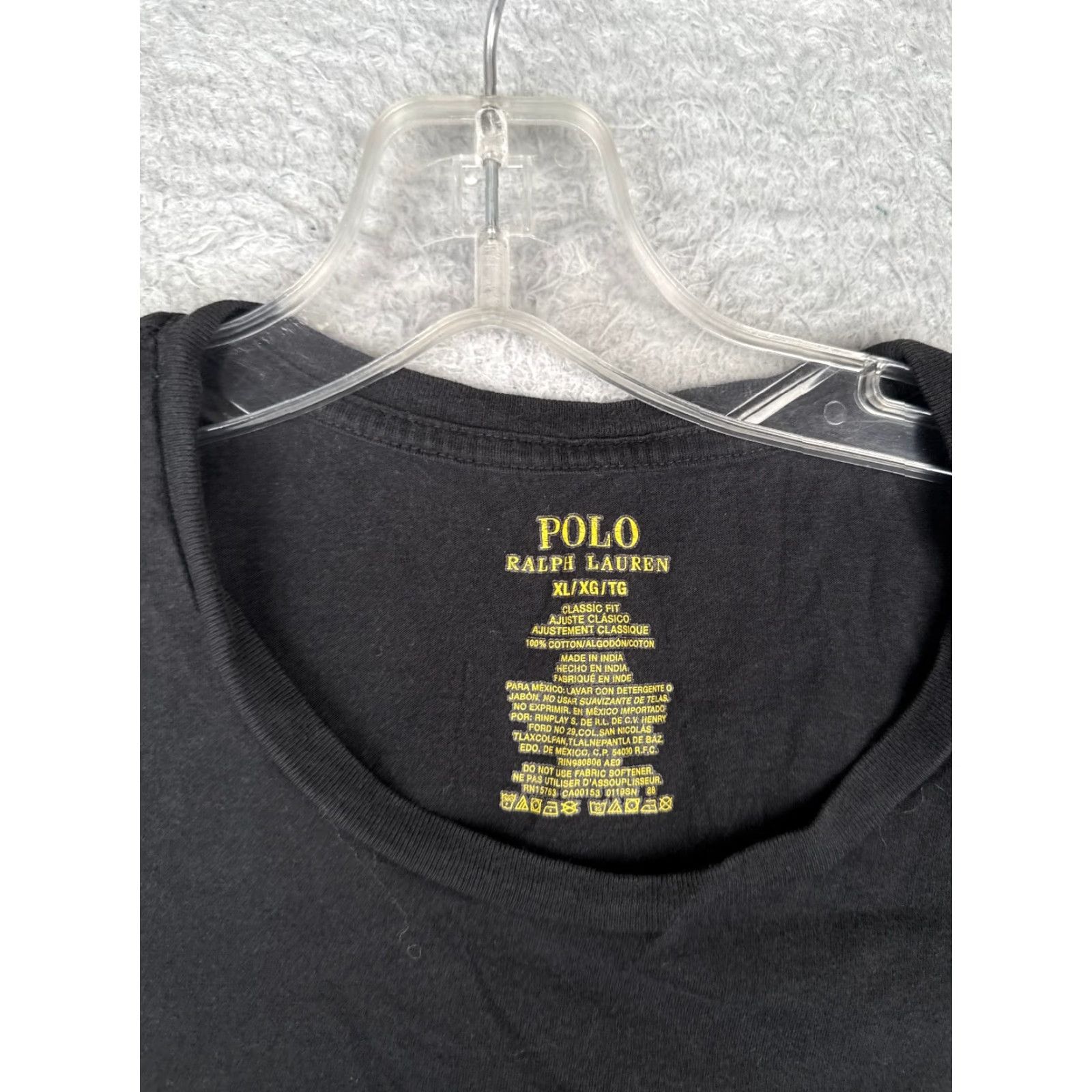 Ralph Lauren VINTAGE Ralph Lauren Shirt Adult XL Black Cotton Crew Classic Fit Logo Embroidered Mens T-Shirt Size US XL / EU 56 / 4 - 6 Thumbnail