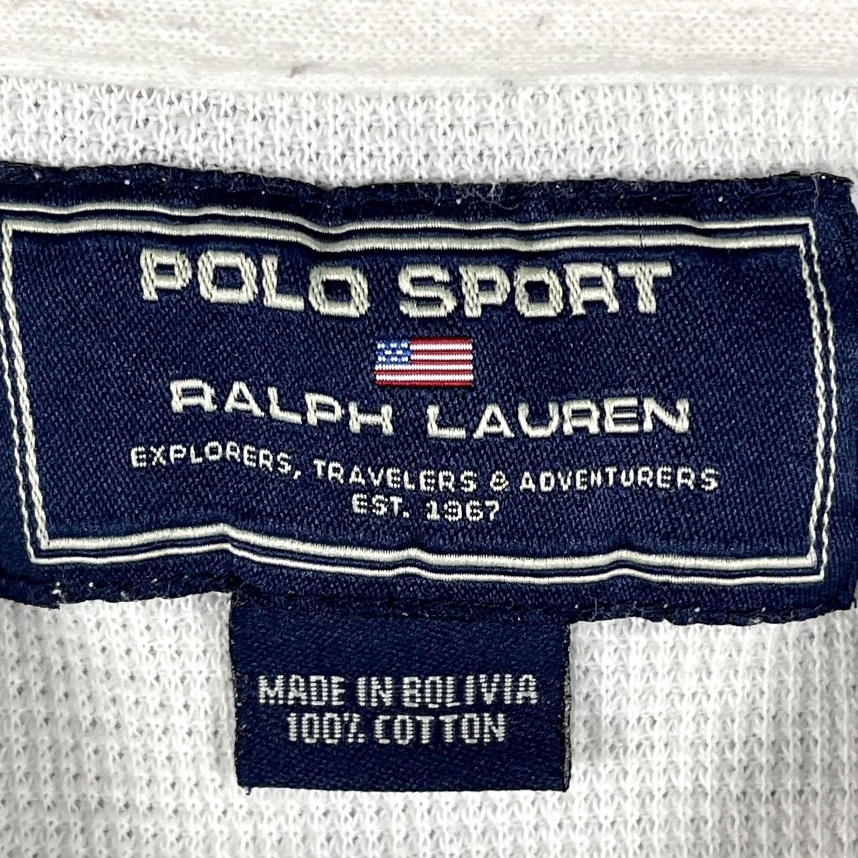 Polo Ralph Lauren VINTAGE Polo Sport Ralph Lauren Polo Shirt Mens L White Navy Yellow 90s Size US L / EU 52-54 / 3 - 4 Thumbnail