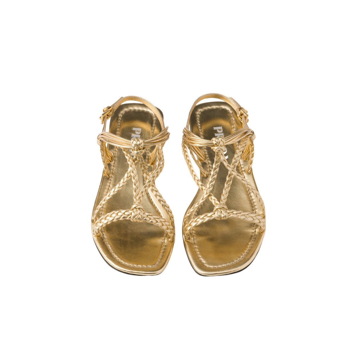 Prada PRADA $1320 Platinum Flat Mordore Nappa Leather Sandals New Size US 10.5 / IT 40.5 - 3 Thumbnail