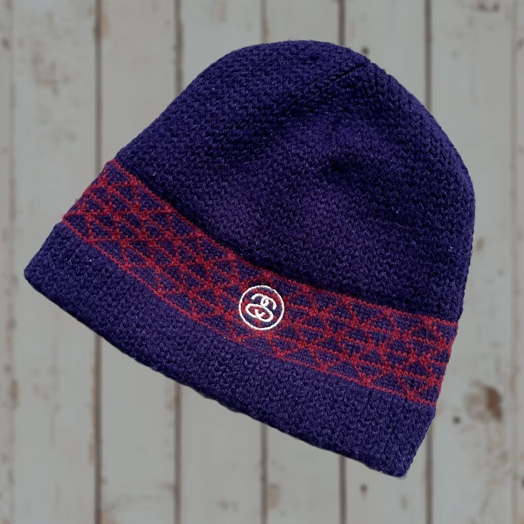 Vintage Vintage Stussy 1990s-Y2K Skateboarding Knit Skully Beanie Link Pattern Cap Size ONE SIZE - 1 Thumbnail