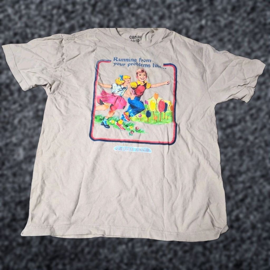 Vintage Mens XL Beige Candy Land Funny T Shirt Short Sleeve Crew Neck Distressed Board Game Tee Size US XL / EU 56 / 4 - 1 Thumbnail