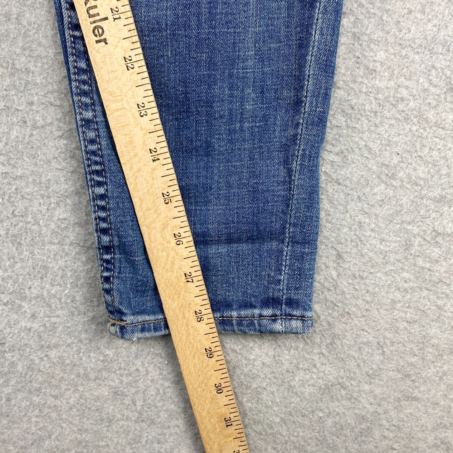 Vintage VIGOSS Chelsea Skinny Jeans 33x28 Blue Ankle Stretch Denim Distressed Logo Belt Loops 5-Pocket Women Size 24" / US 00 / IT 34 - 6 Thumbnail