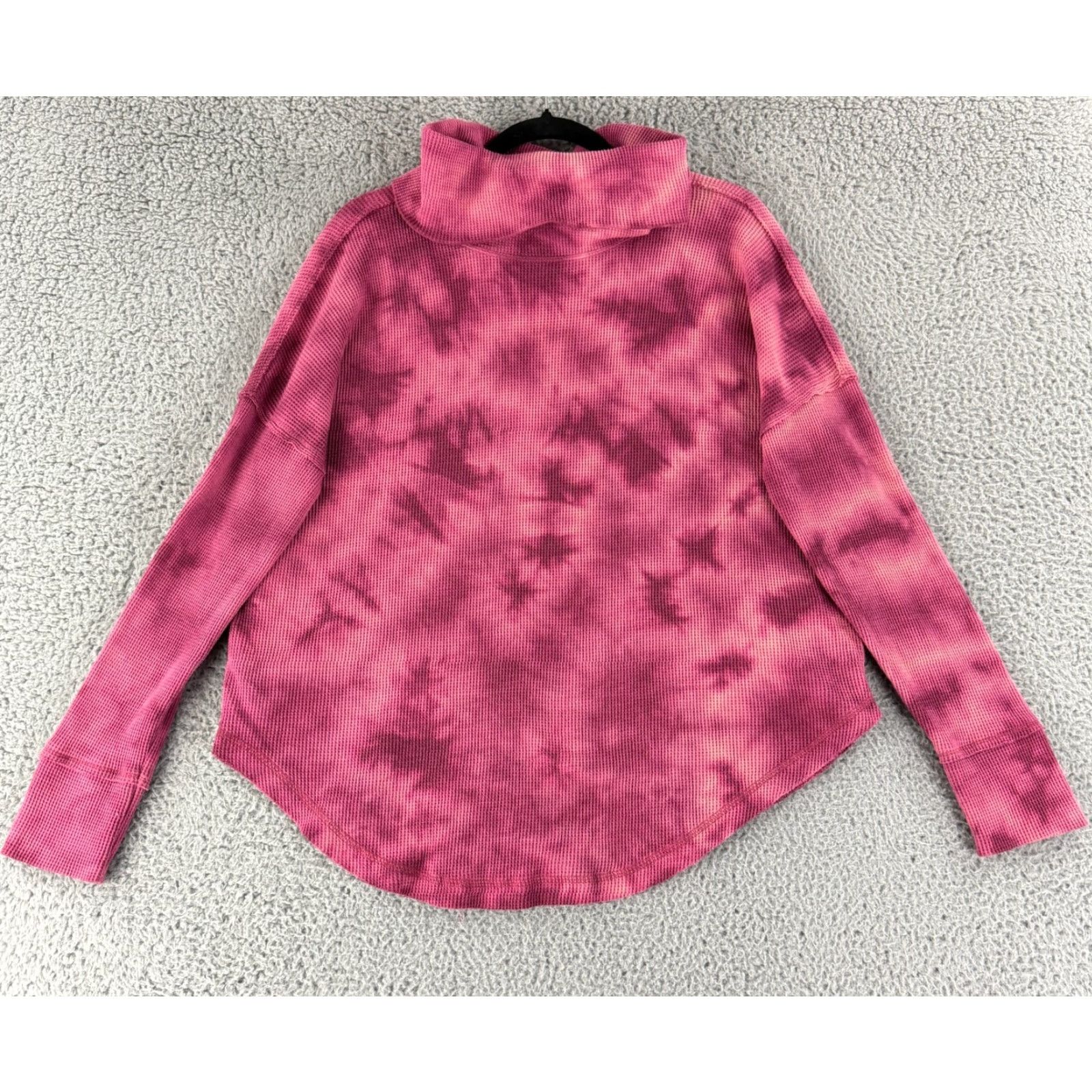 Vintage Maeve Shirt Womens Medium Pink Tie Dye Waffle Knit Long Sleeve Cowl Neck Stretch Size M / US 6-8 / IT 42-44 - 2 Thumbnail