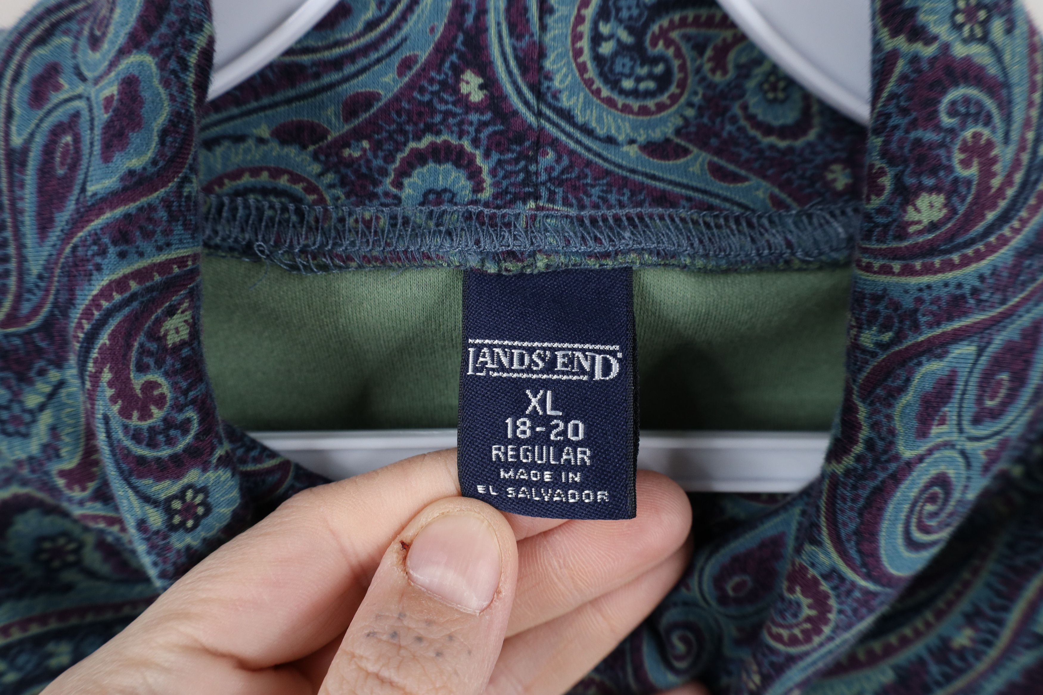 Lands' End × Vintage Vintage 90s Lands End All Over Print Turtleneck T-Shirt Size XL / US 12-14 / IT 48-50 - 6 Thumbnail
