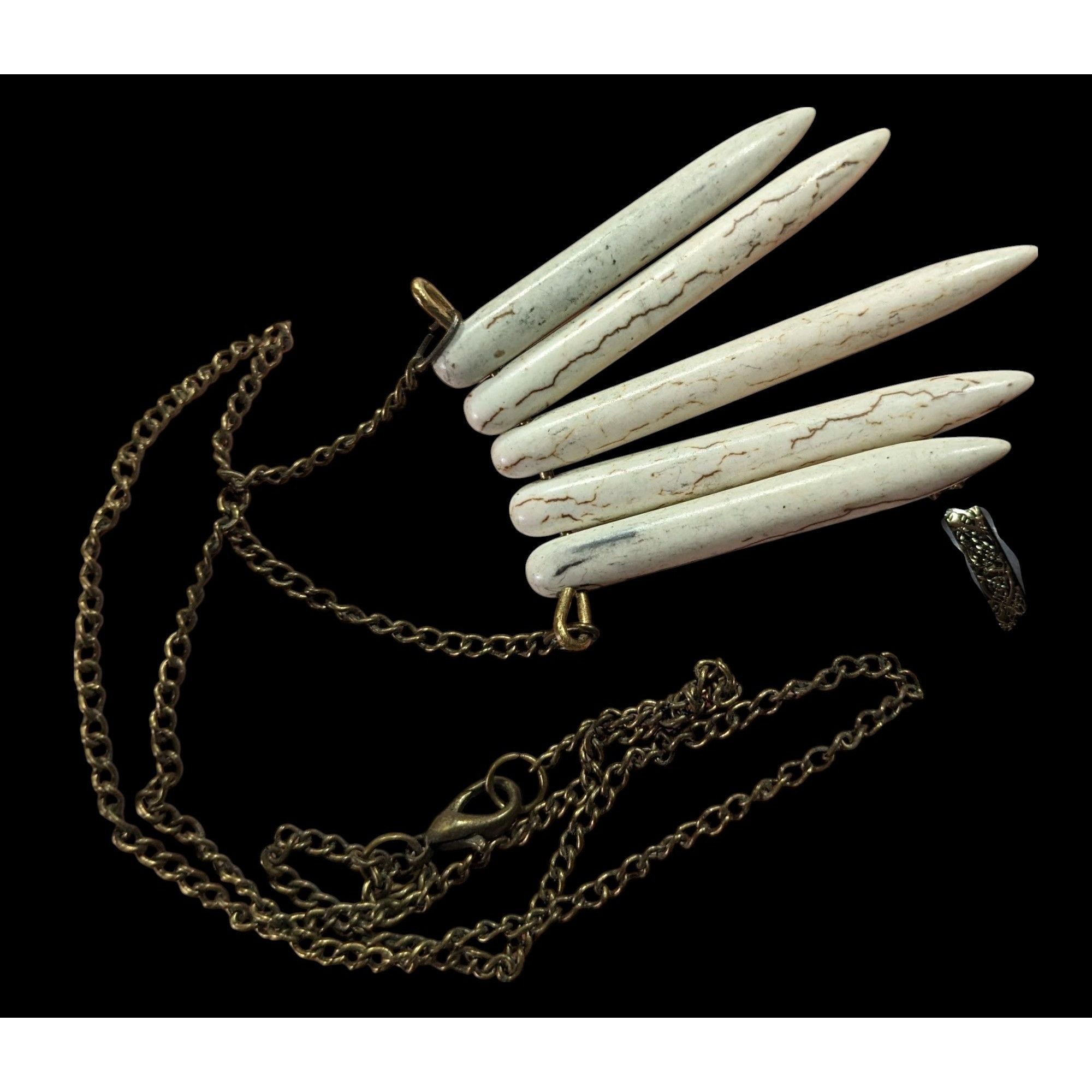 Other Howlite Graduated Spike White And Gold Tone Pendant Necklace Size ONE SIZE - 5 Thumbnail