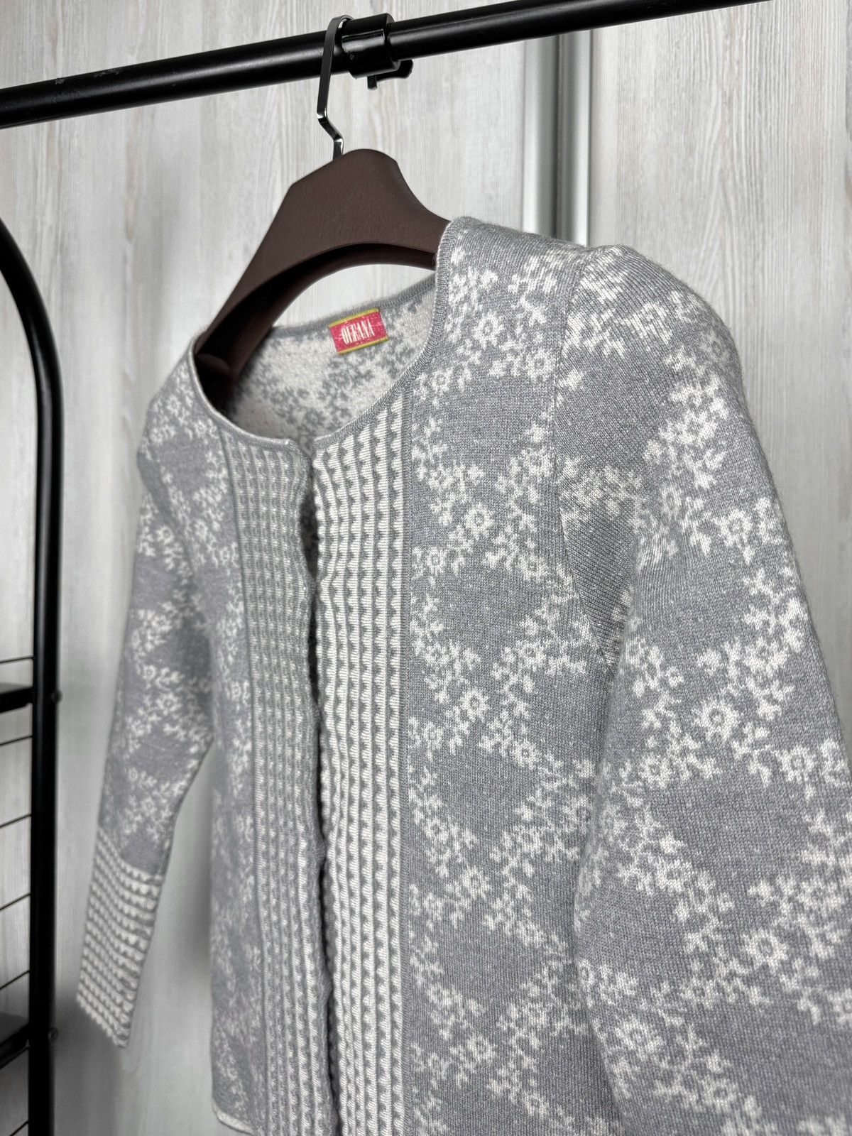Other OLEANA NORWAY Gray Floral Silk Wool Knit Cardigan Sweater Size XS / US 0-2 / IT 36-38 - 5 Thumbnail
