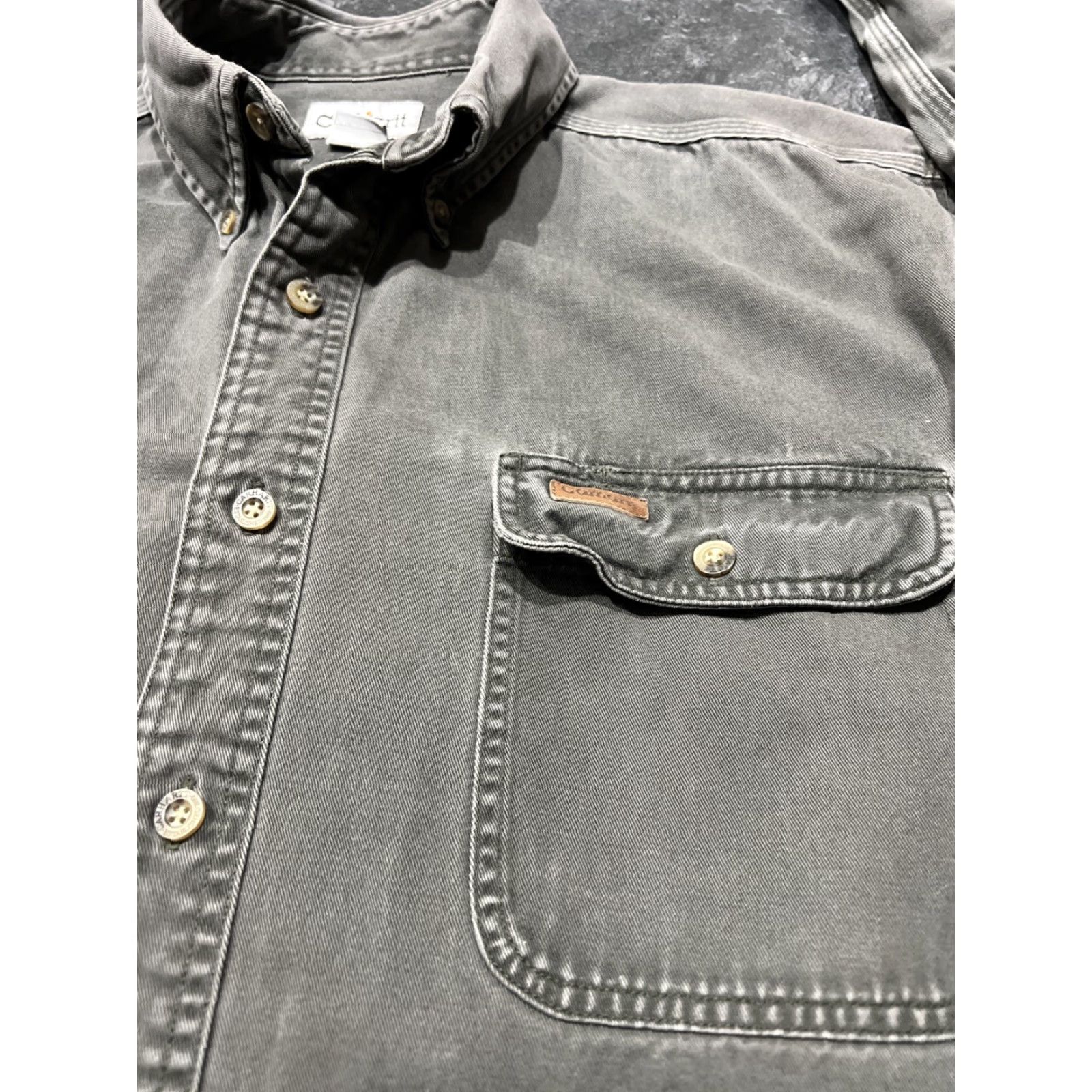 Carhartt Carhartt Shirt Cotton Twill Heavyweight Workwear Button-Down Long Sleeve Gray Size L Mens Size US L / EU 52-54 / 3 - 3 Thumbnail