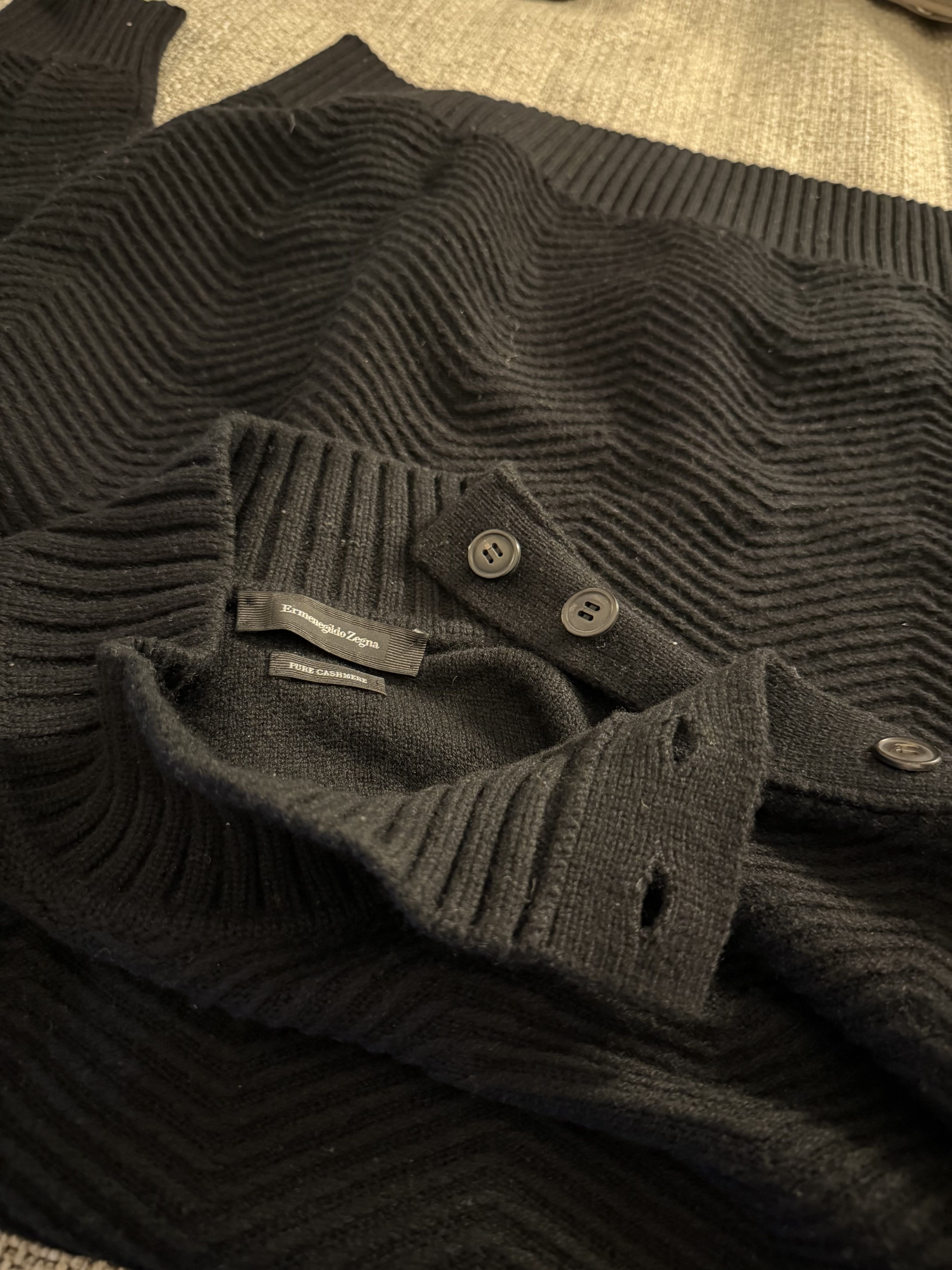 Ermenegildo Zegna ZEGNA 100% Cashmere Ribbed Mock Neck Sweater Size US L / EU 52-54 / 3 - 5 Thumbnail