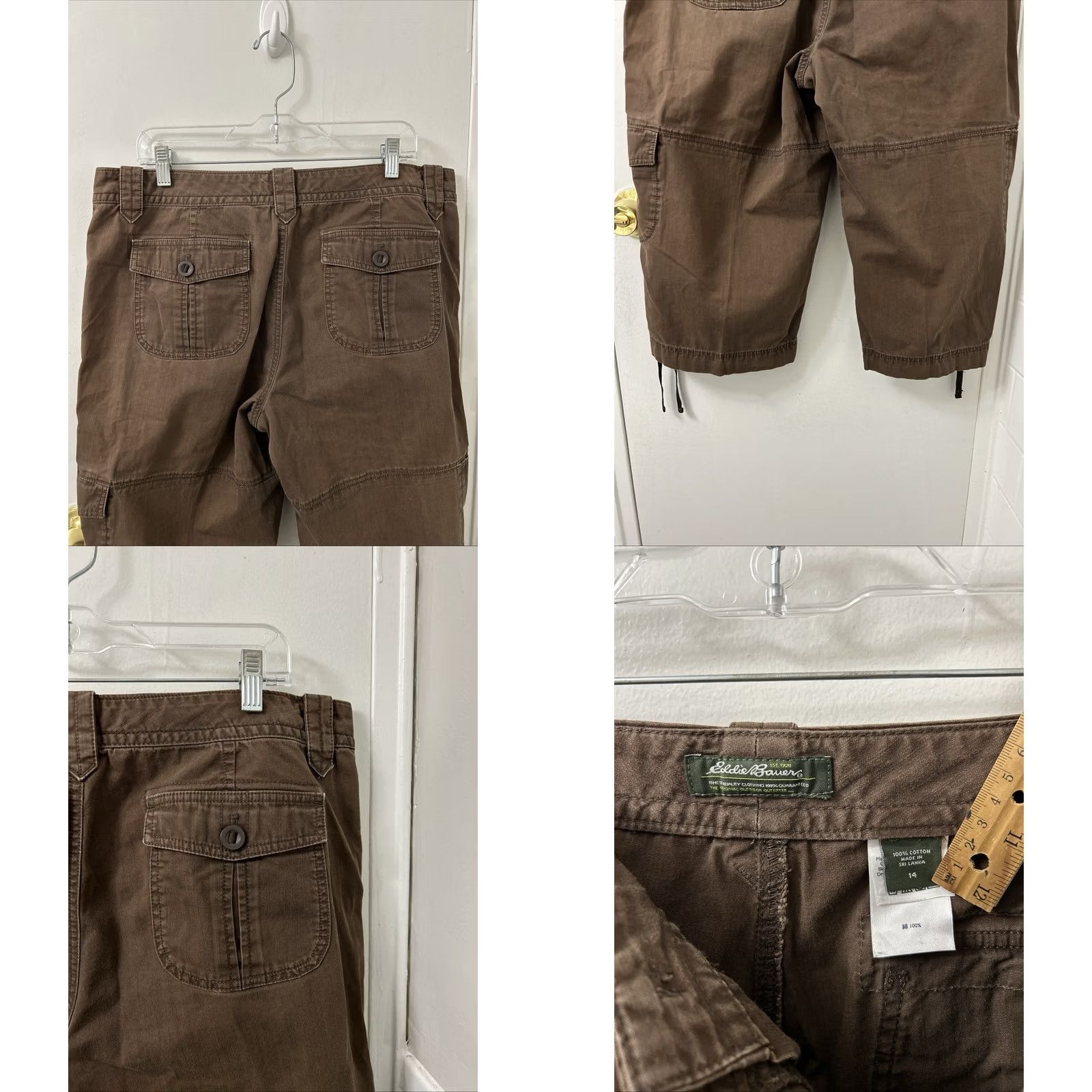 Eddie Bauer Eddie Bauer Cargo Pants Womens 14 37x18 Brown Cotton Capri Casual Outdoor Straight Leg Pockets Cuffed Adjustable Waist Modern Everyday Mens Girls? Size 36" / US 14 / IT 50 - 8 Thumbnail