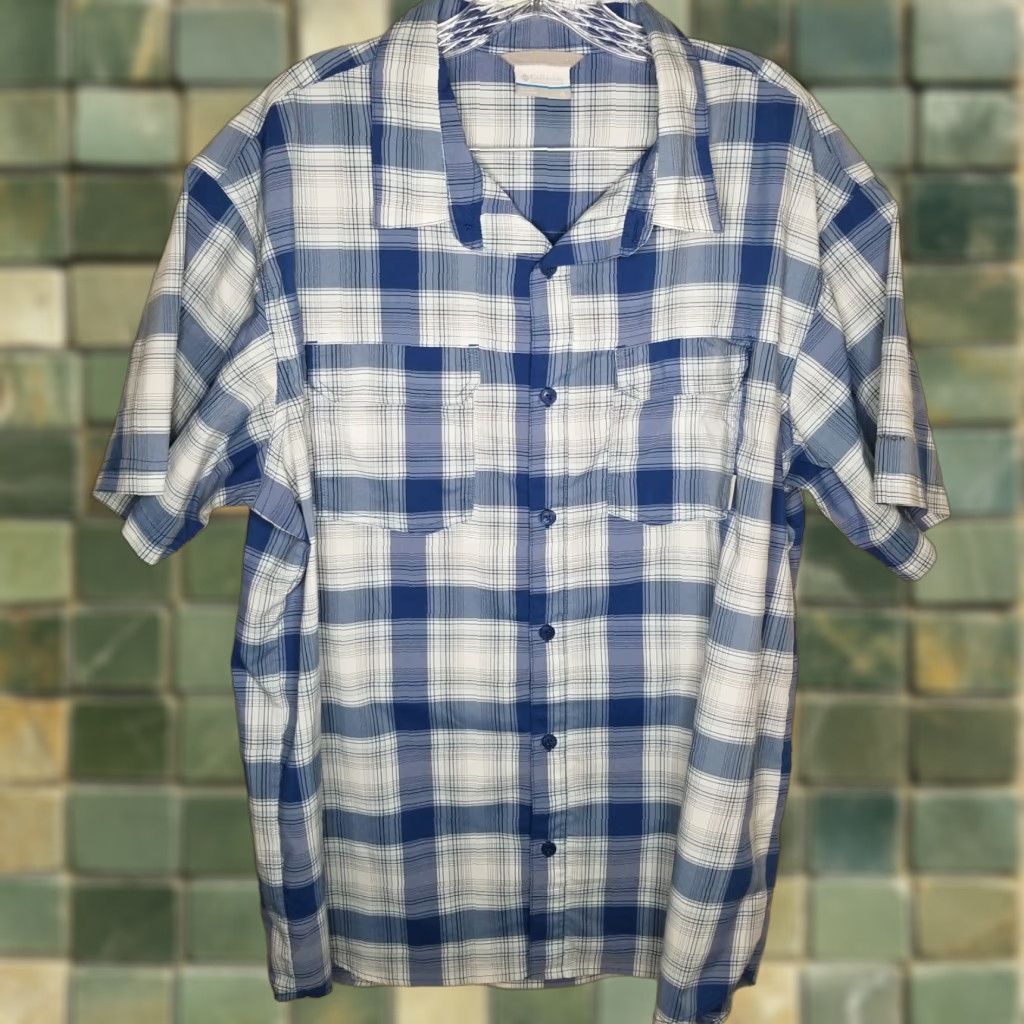 Vintage Columbia Shirt Men XL Blue Plaid Short Sleeve Button-Up Regular Size XL Blue Mens Size US 36 / EU 52 - 1 Thumbnail