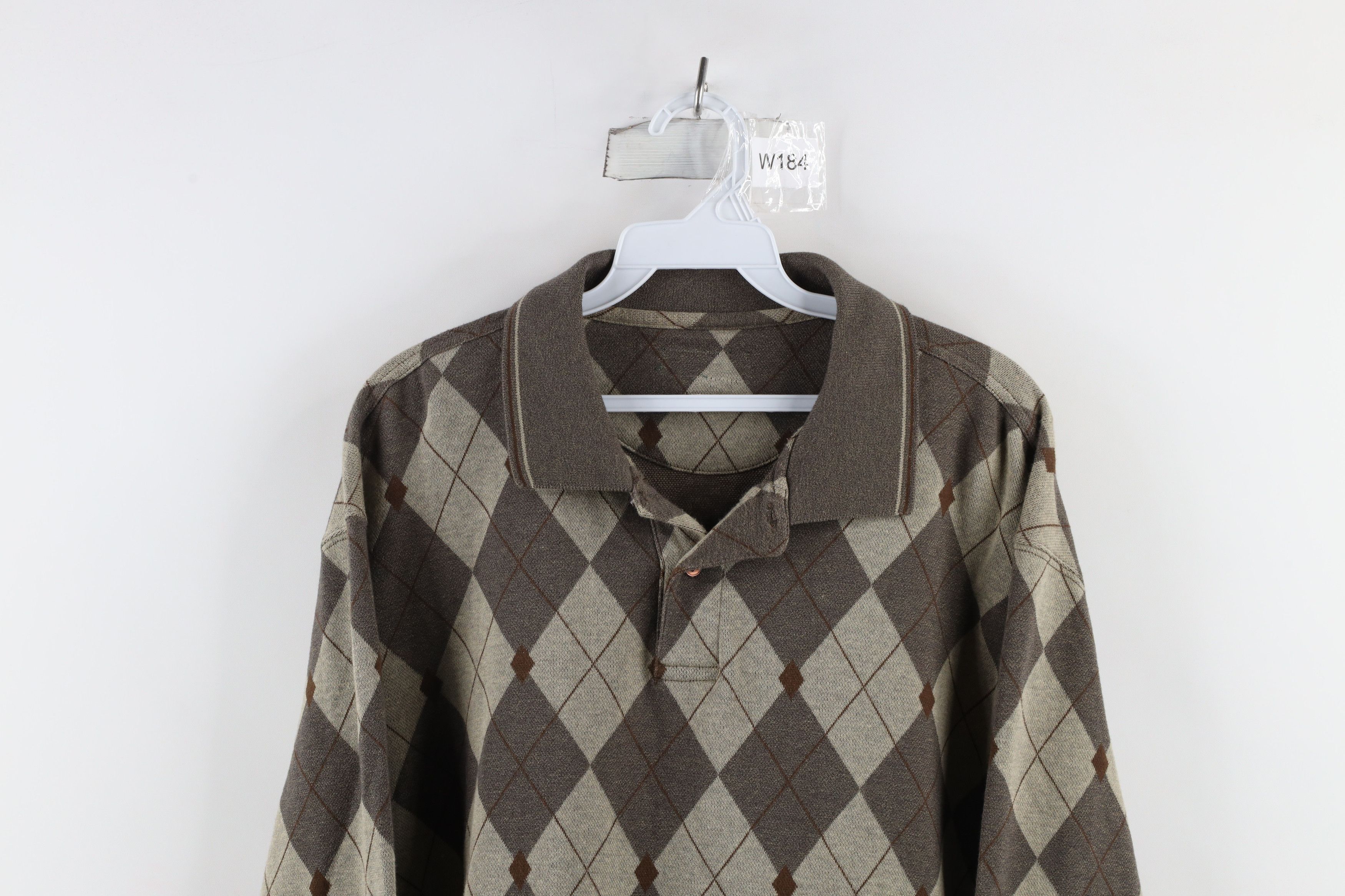 Vintage Vintage 90s Streetwear Argyle Diamond Long Sleeve Rugby Polo Size US L / EU 52-54 / 3 - 2 Thumbnail