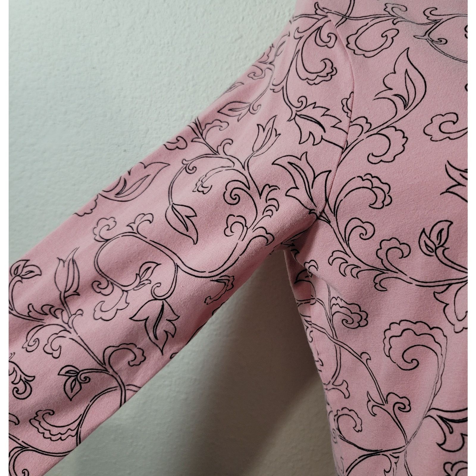 Other Chico's Dusty Rose Pink Black Floral Print Top 1 Medium Size M / US 6-8 / IT 42-44 - 6 Thumbnail