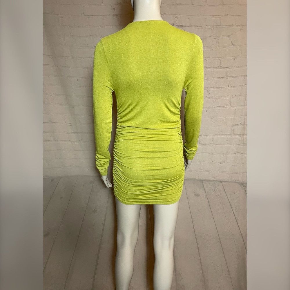 Free People New Free People Bella Lace-Up Long Sleeve Olive Tunic Dress Size XS / US 0-2 / IT 36-38 - 5 Thumbnail